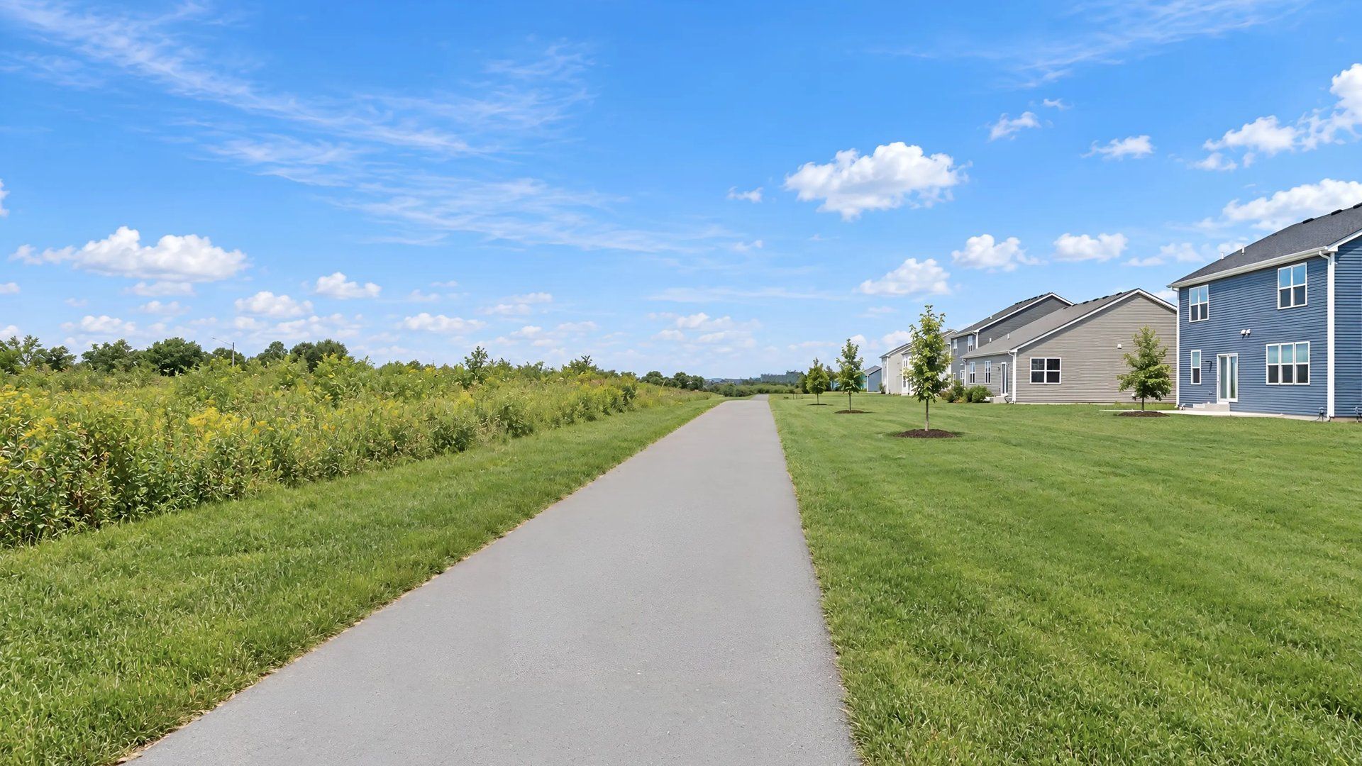 Straight path running through homesites