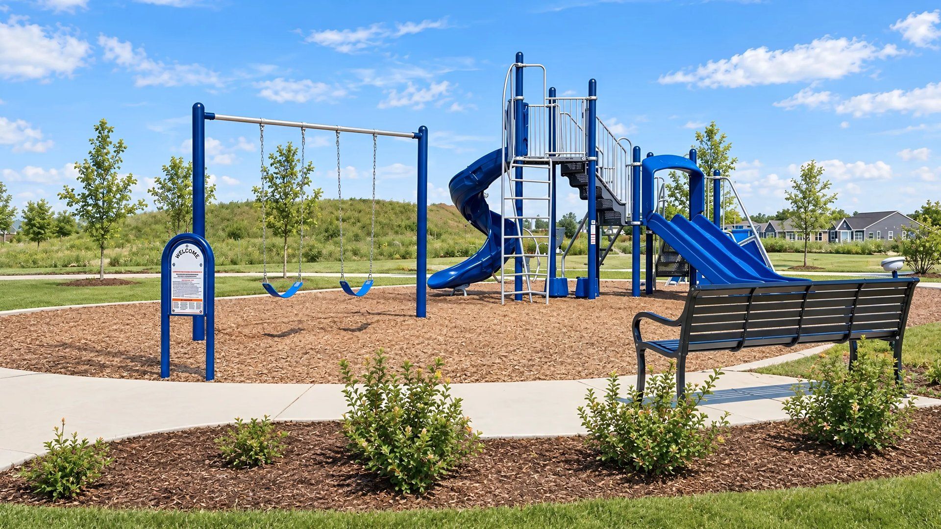 Playground amenity and swing set