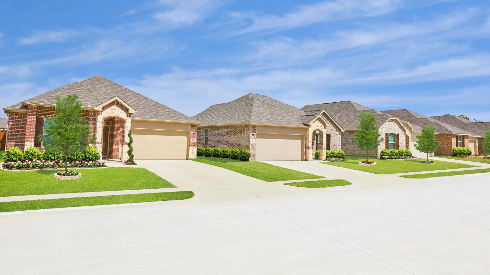Streetscape of neighborhood homes