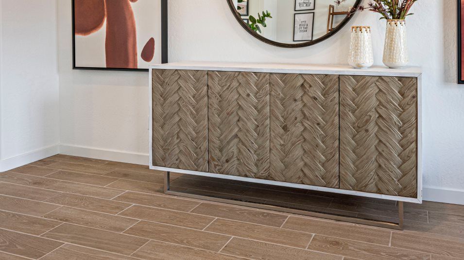 Porcelain tile flooring