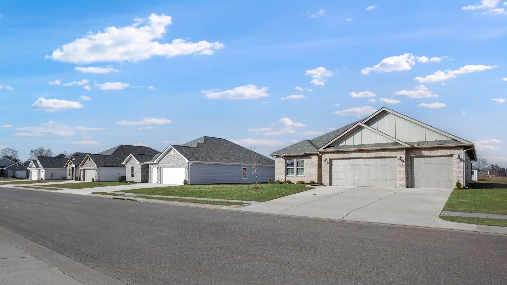 Streetscape of neighborhood homes