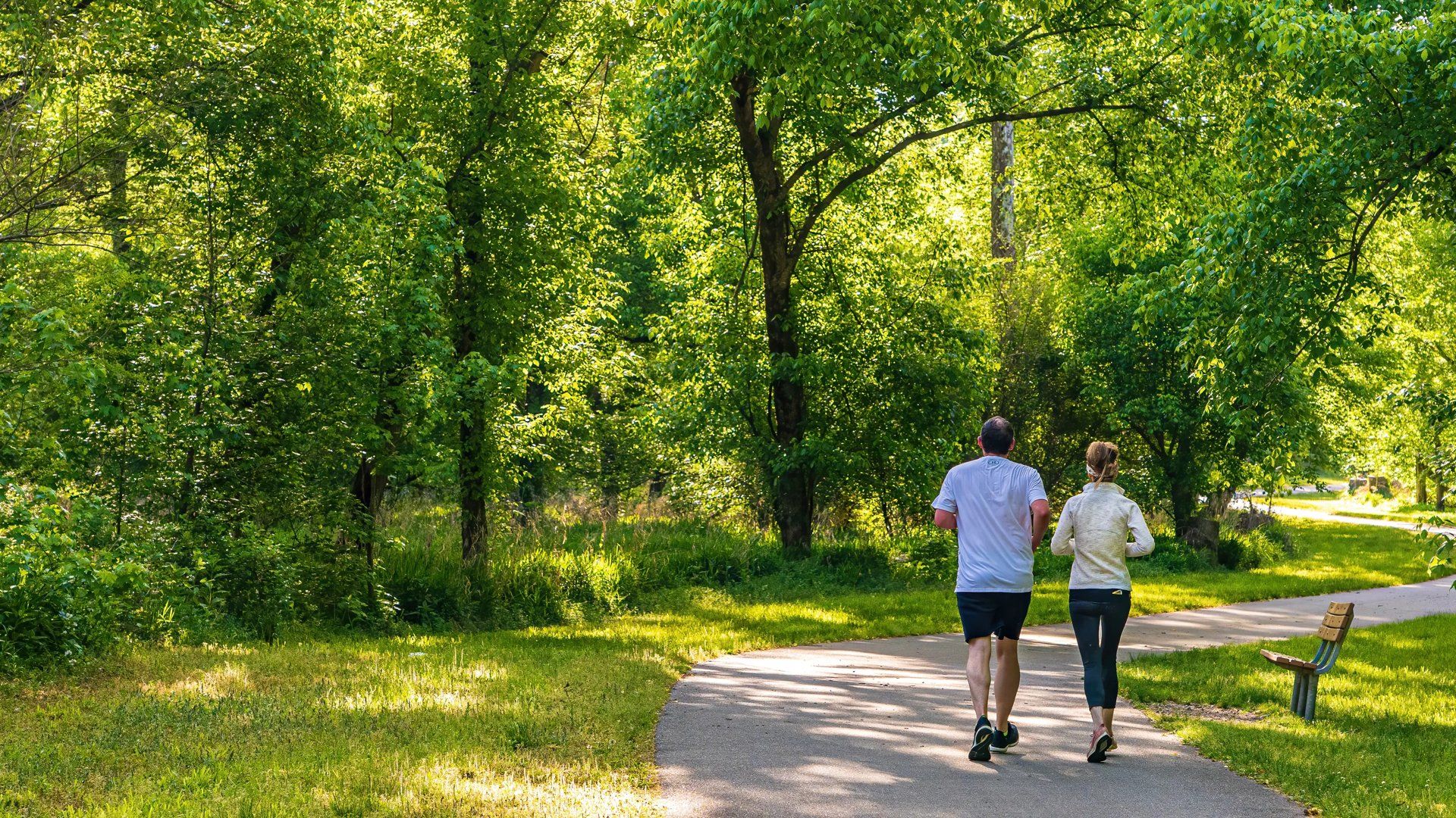 Elderly couple running