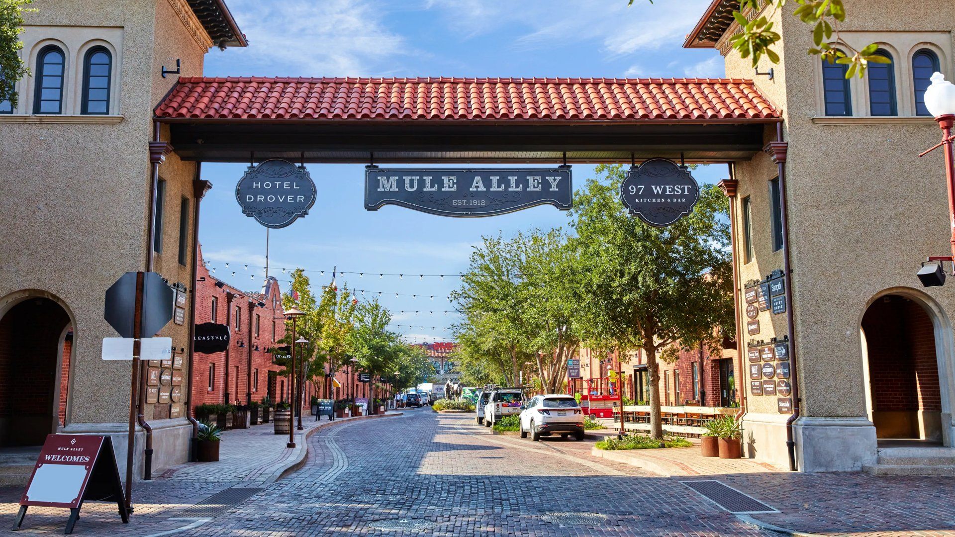 Mule Alley entry sign exterior
