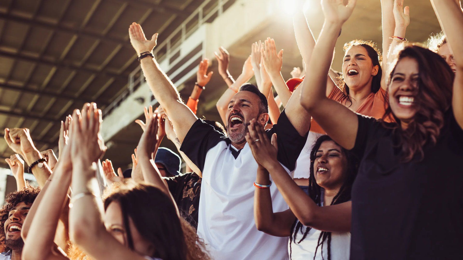 Sports fans cheering