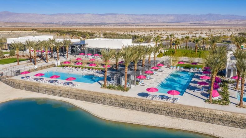 Aerial view of the clubhouse exterior