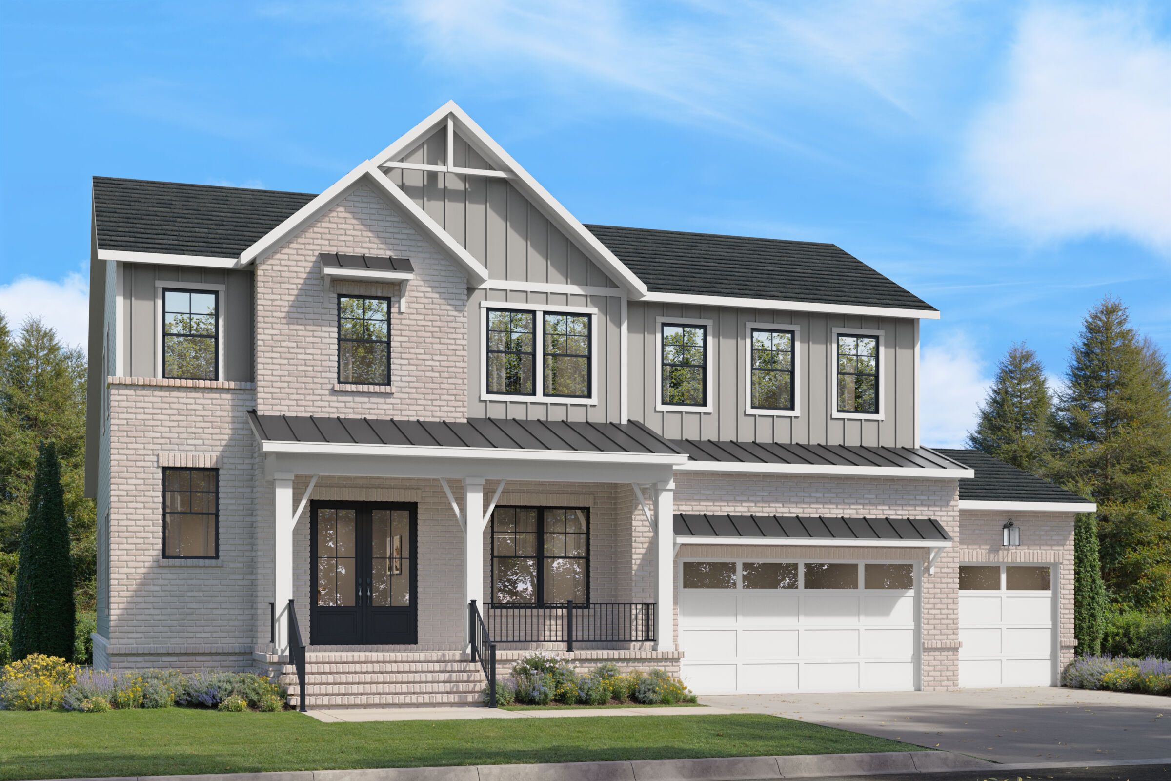 Davenport Elevation B - Farmhouse with 3-Car Garage