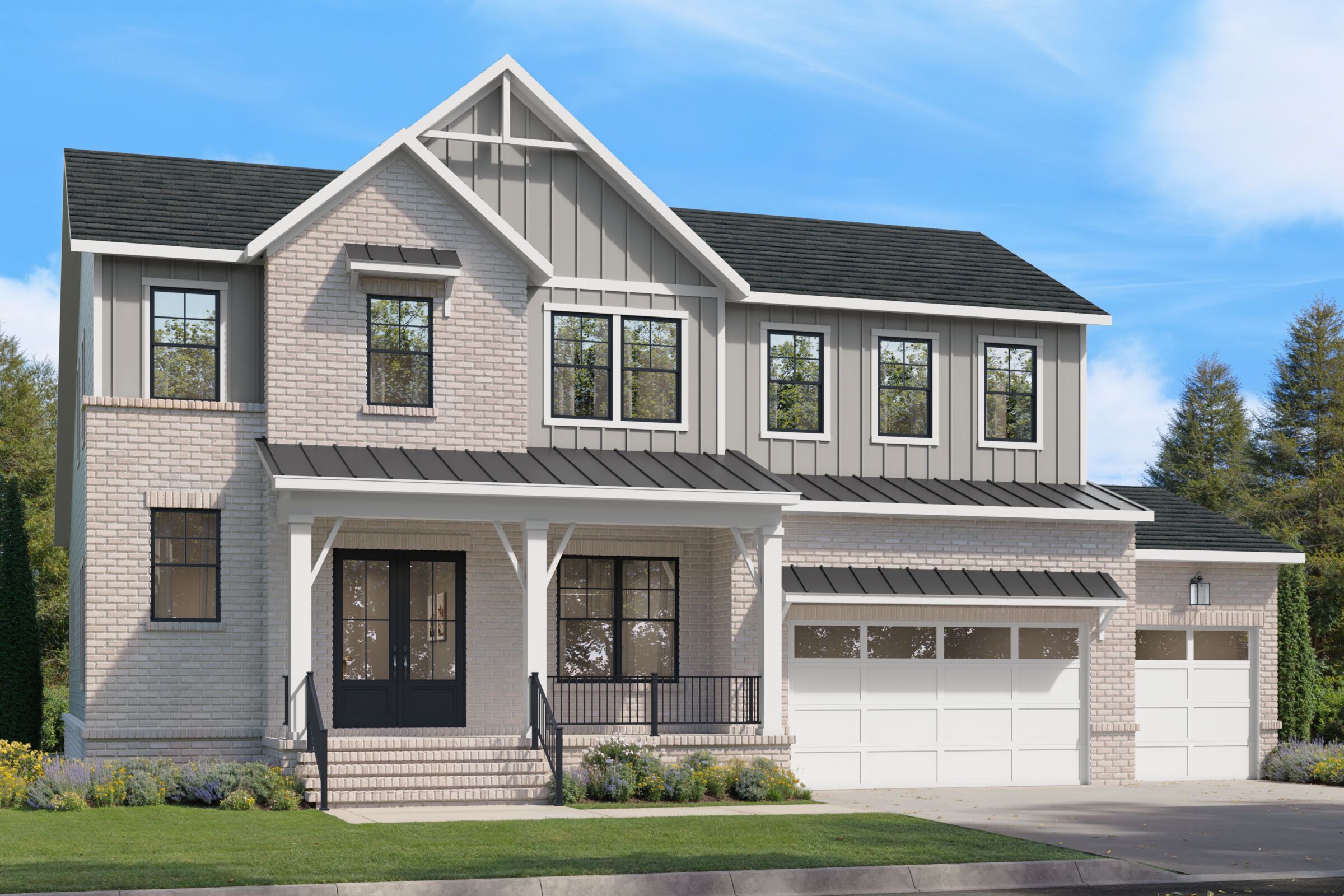Davenport Elevation B - Farmhouse with 3-Car Garage
