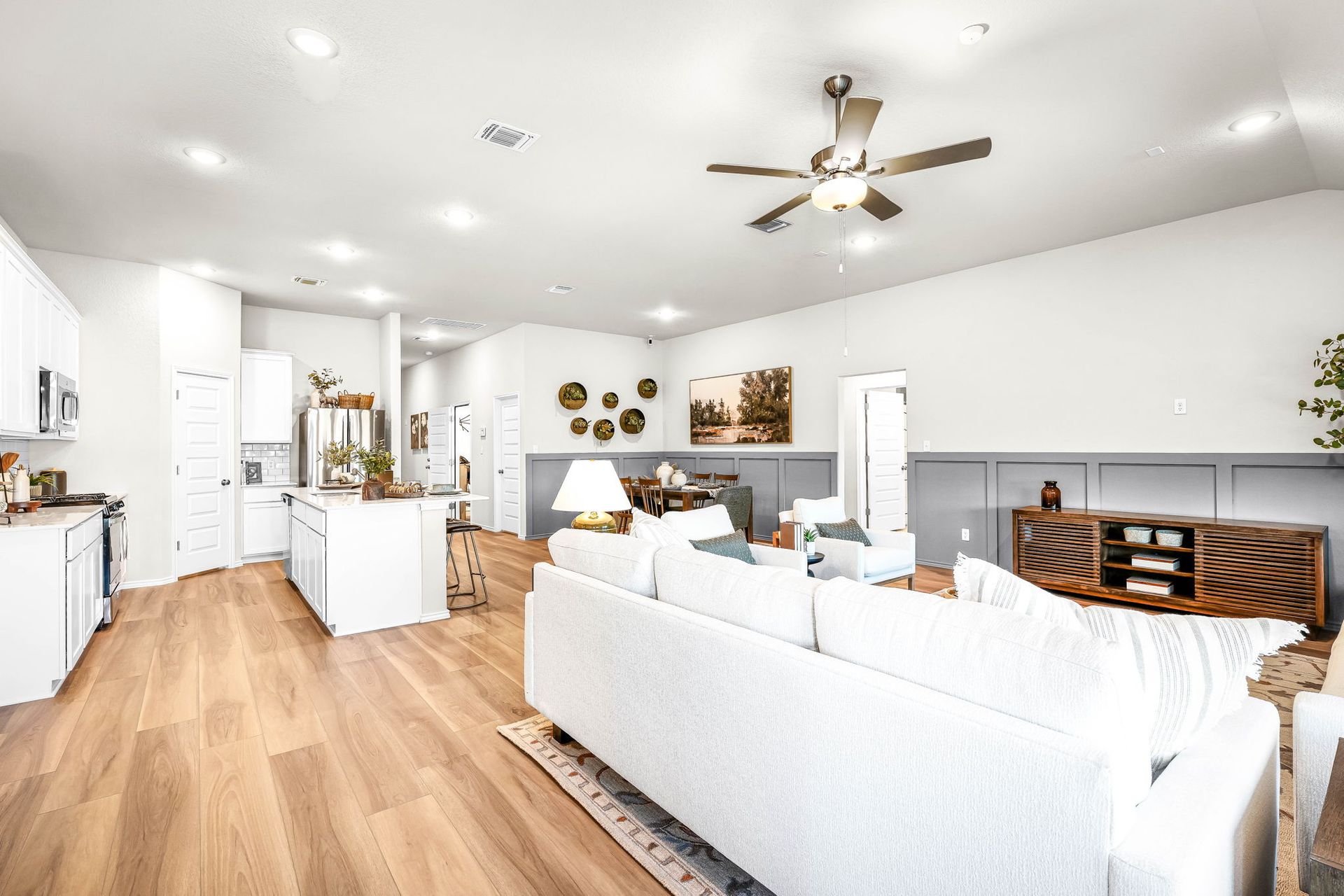 This is the living area of the Hawkins plan and is the model home in Carillon at 13305 Eppright T...