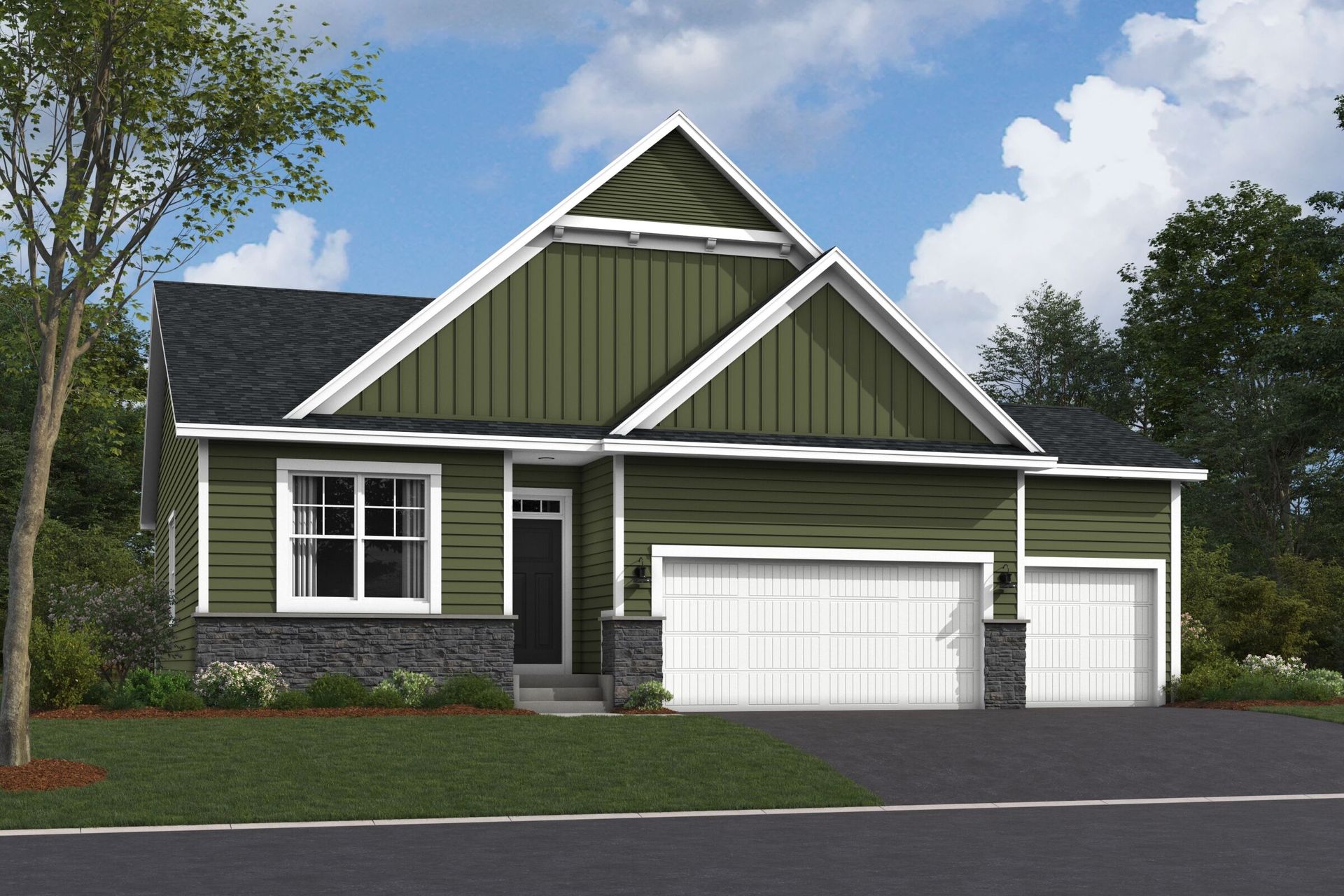 Sage Elevation C Optional Stone 3-Car