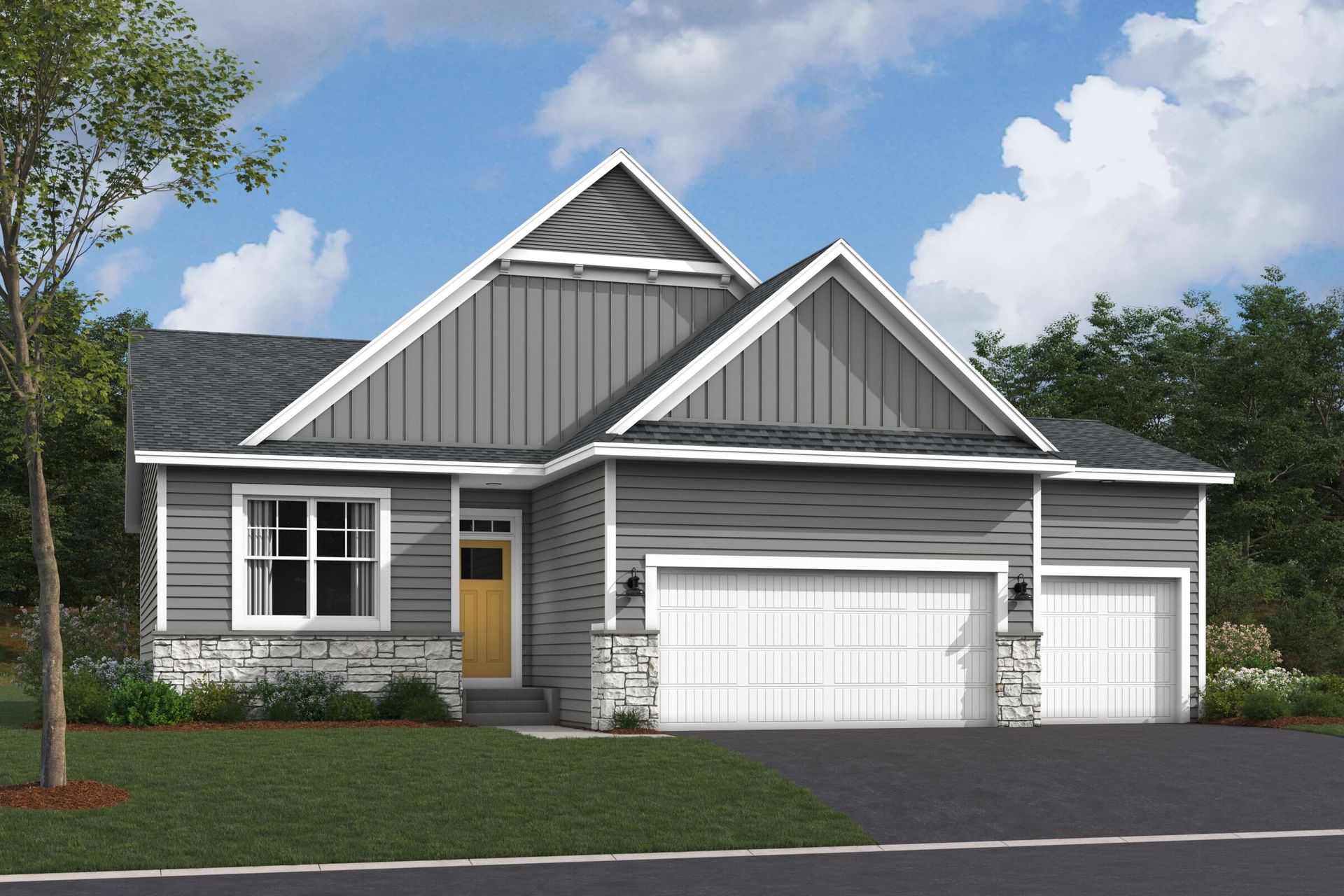 Ivy Elevation C Optional Stone 3-Car