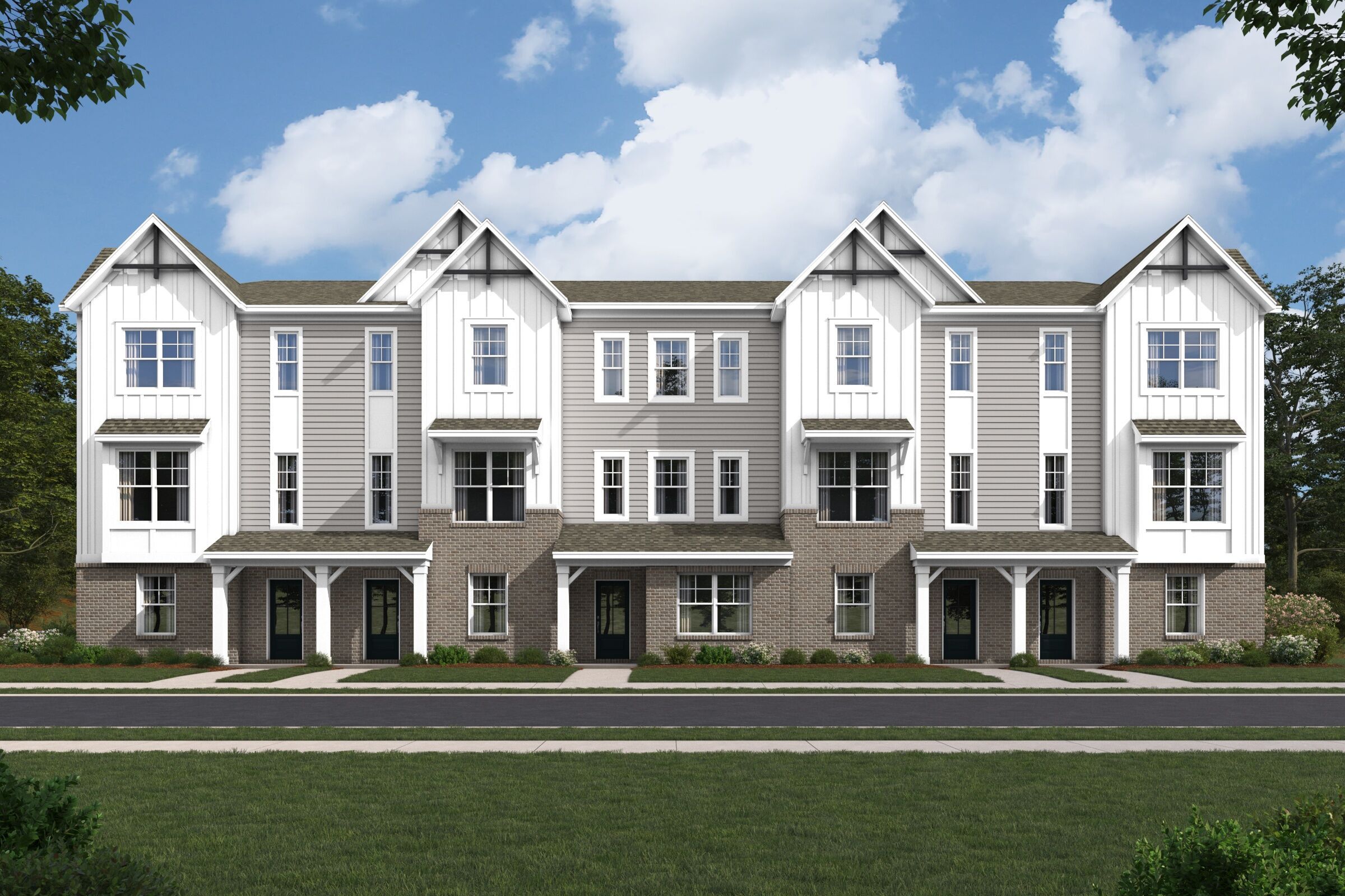 3 Story Townhome Elevation Farmhouse