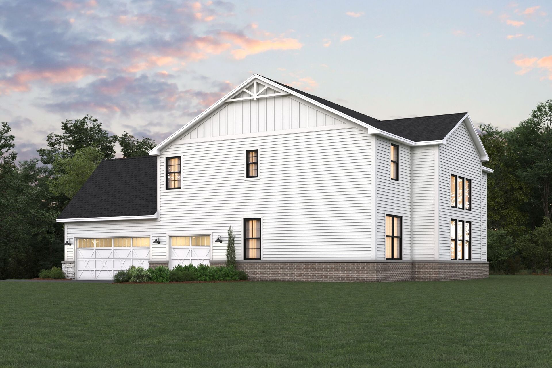 Hudson Elevation Urban Farmhouse with Side Load Garage Rear Exterior