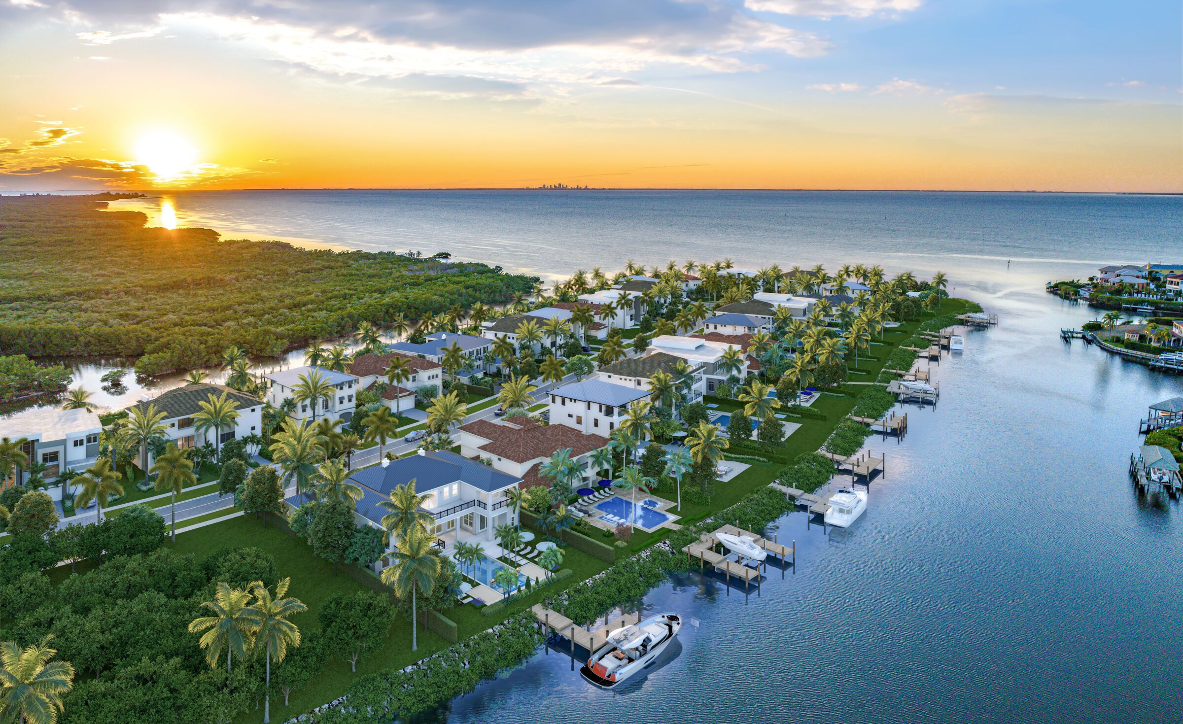 Hammock Bay Aerial Sunset HR