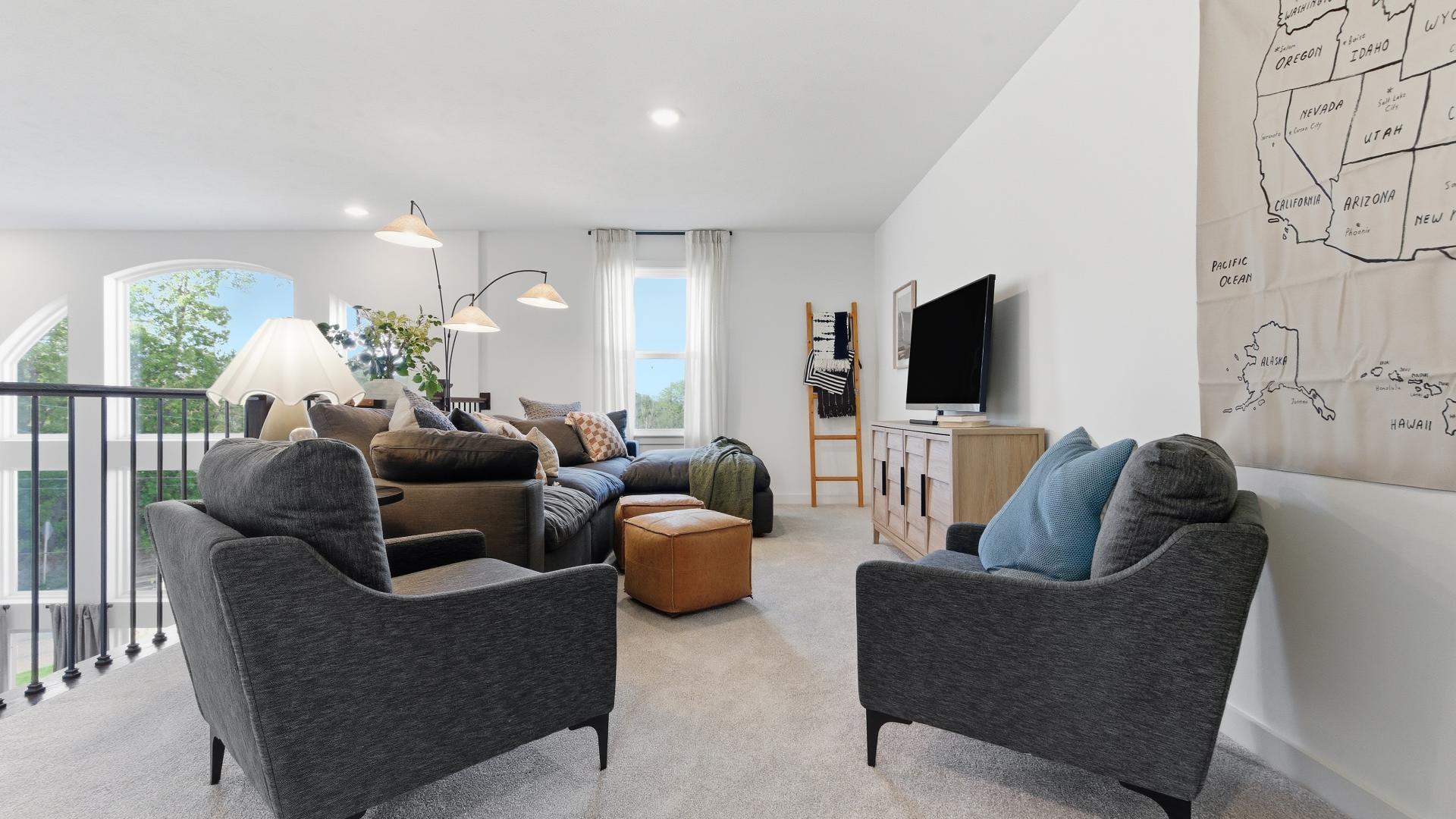 Some home designs have a loft for extra hangout space or for a home office.