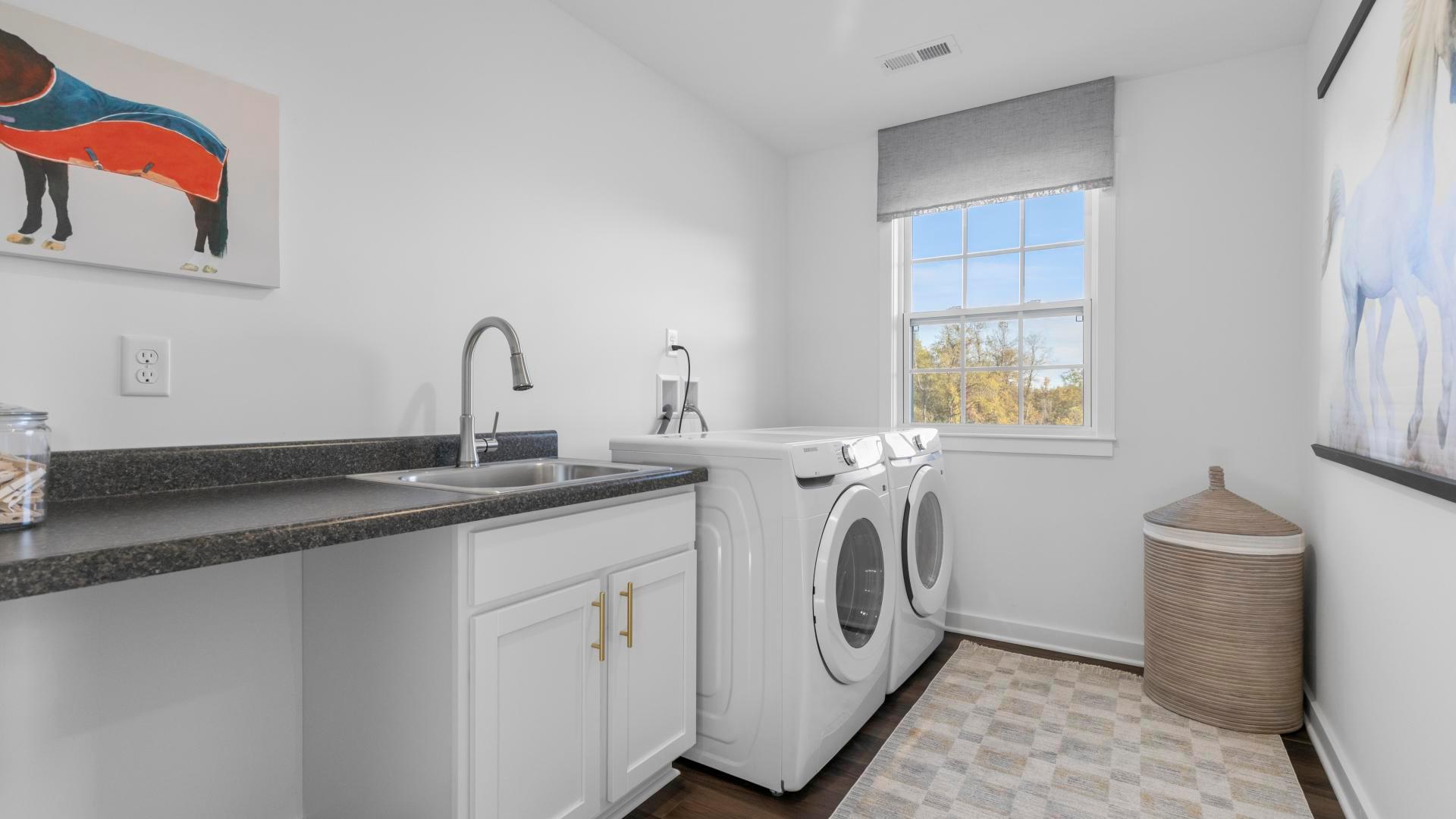 Newer home designs means laundry on the 2nd floor – no more carrying heavy baskets!