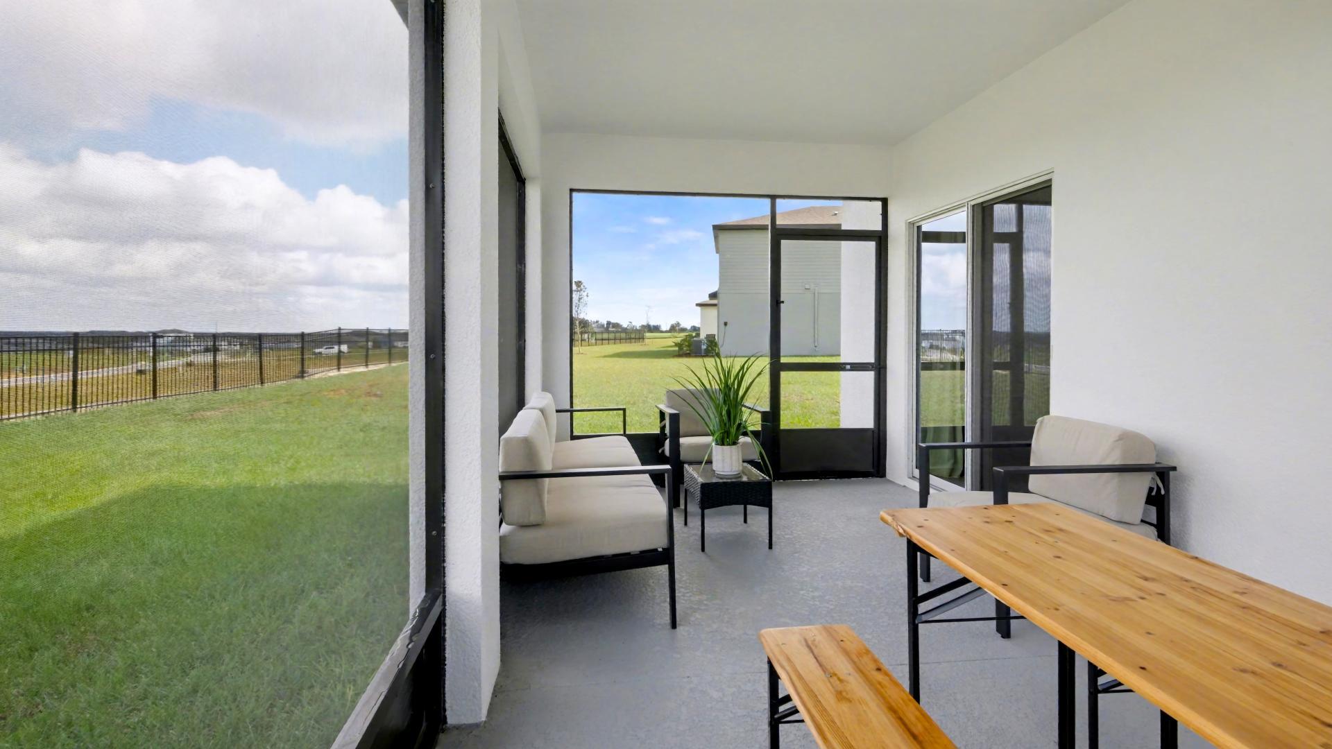 Enjoy outdoor relaxing all year with your own covered or screened lanai.