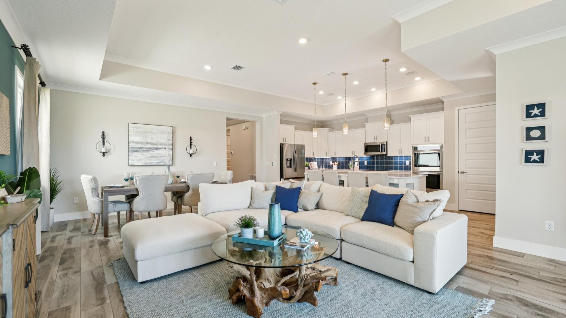 Watch a movie, read a book, or enjoy a cup of coffee in your new living room.