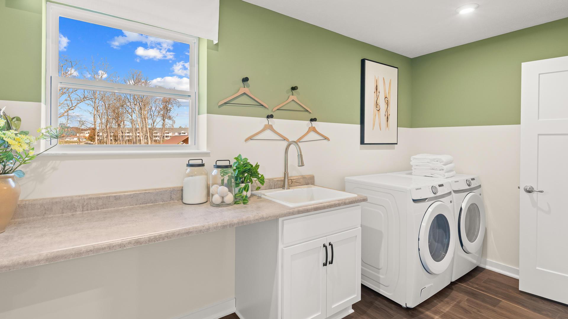 Laundry on the same floor as bedrooms means you’re not carrying heavy baskets up &amp; down the stairs.