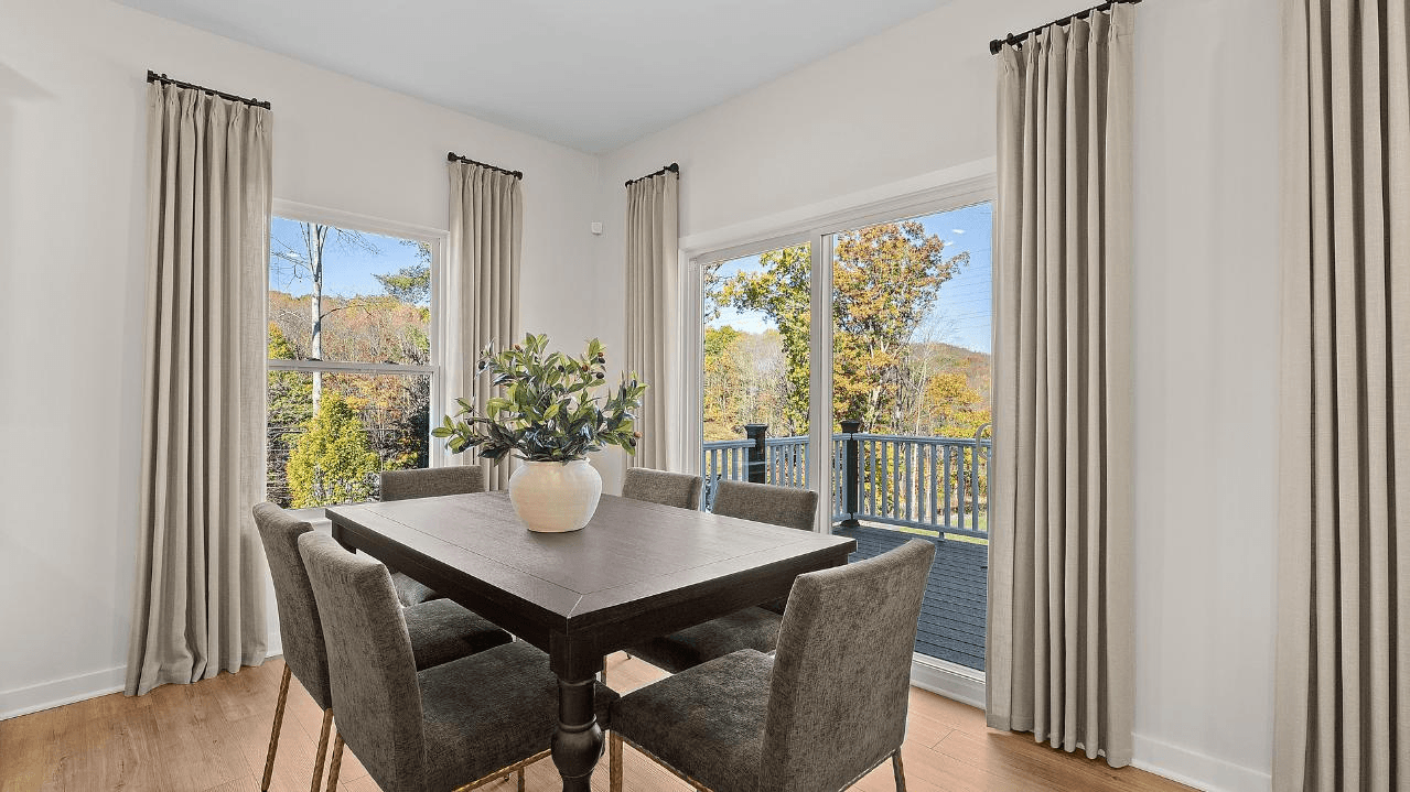 A patio door directly from your kitchen makes it easy to let your pup outside and enjoy the yard.