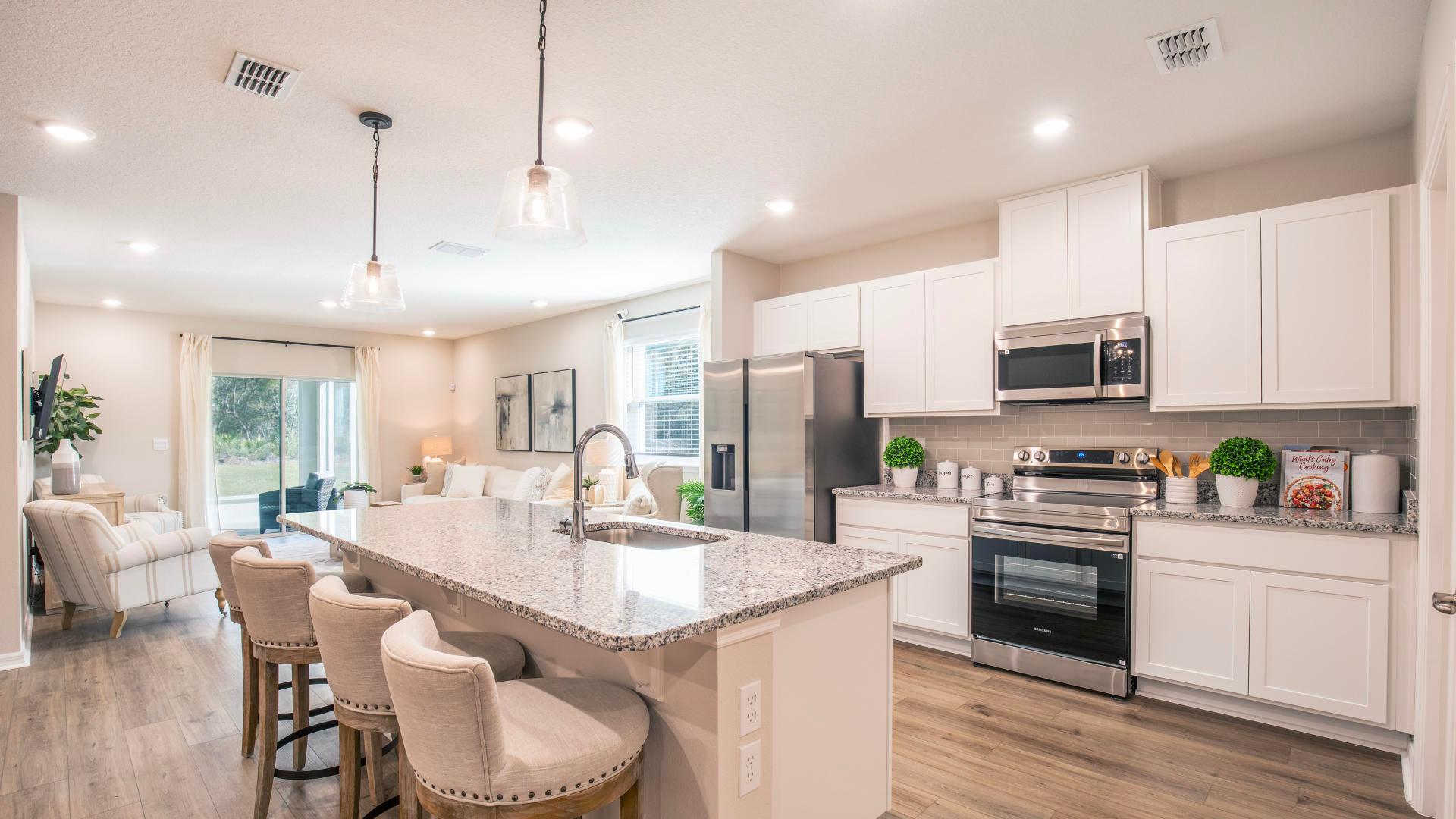 You love your stainless steel appliances and spacious kitchen island.