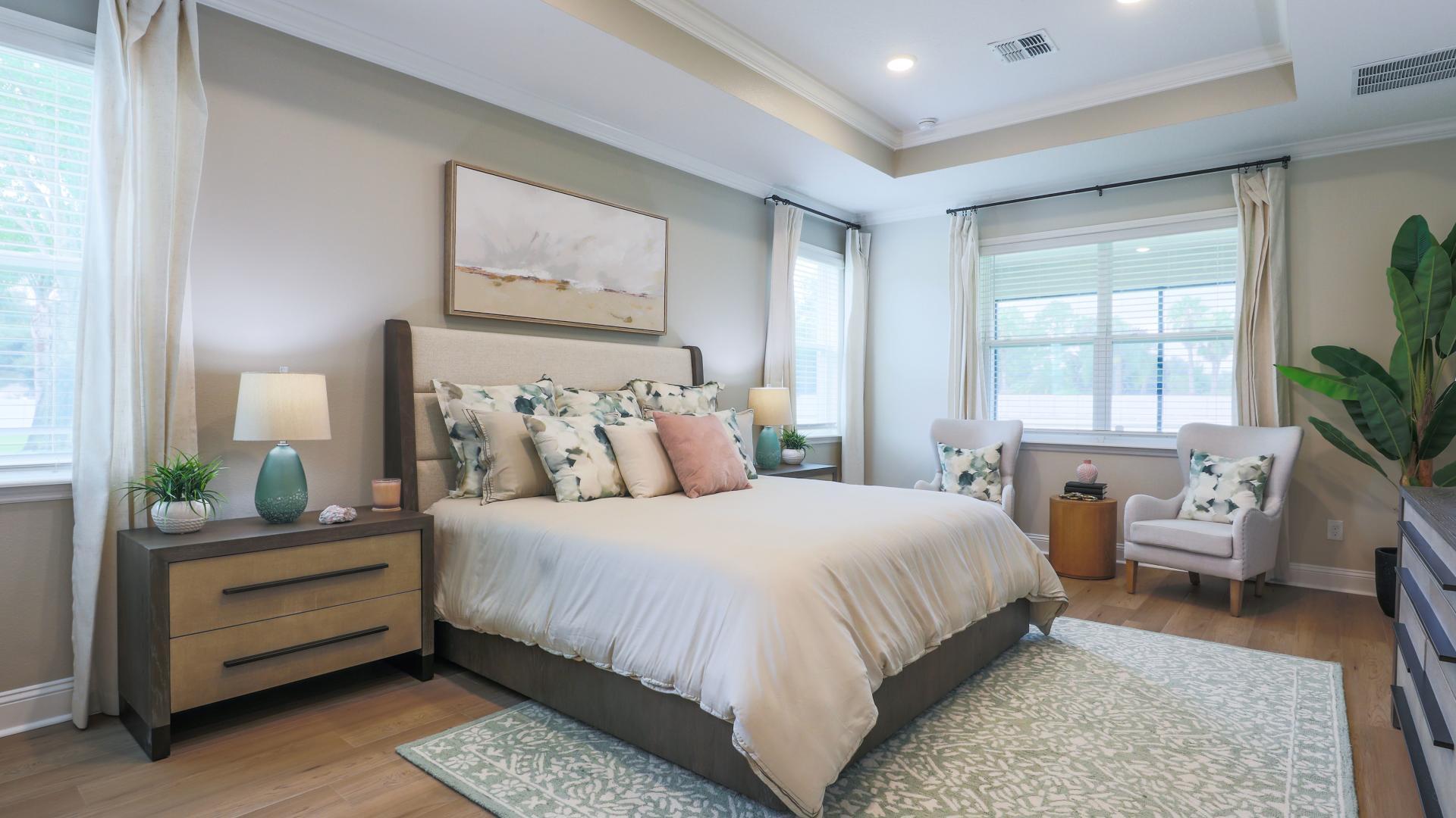 Your master bedroom is a serene retreat, complete with its own private bathroom &amp; walk-in closet.