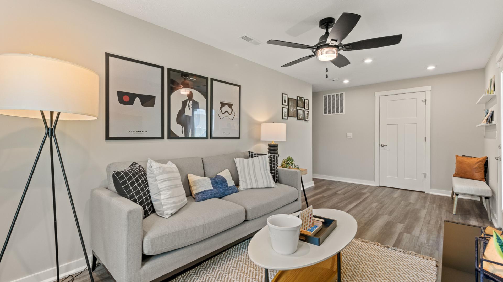 A finished lower level means extra hangout space or home office.