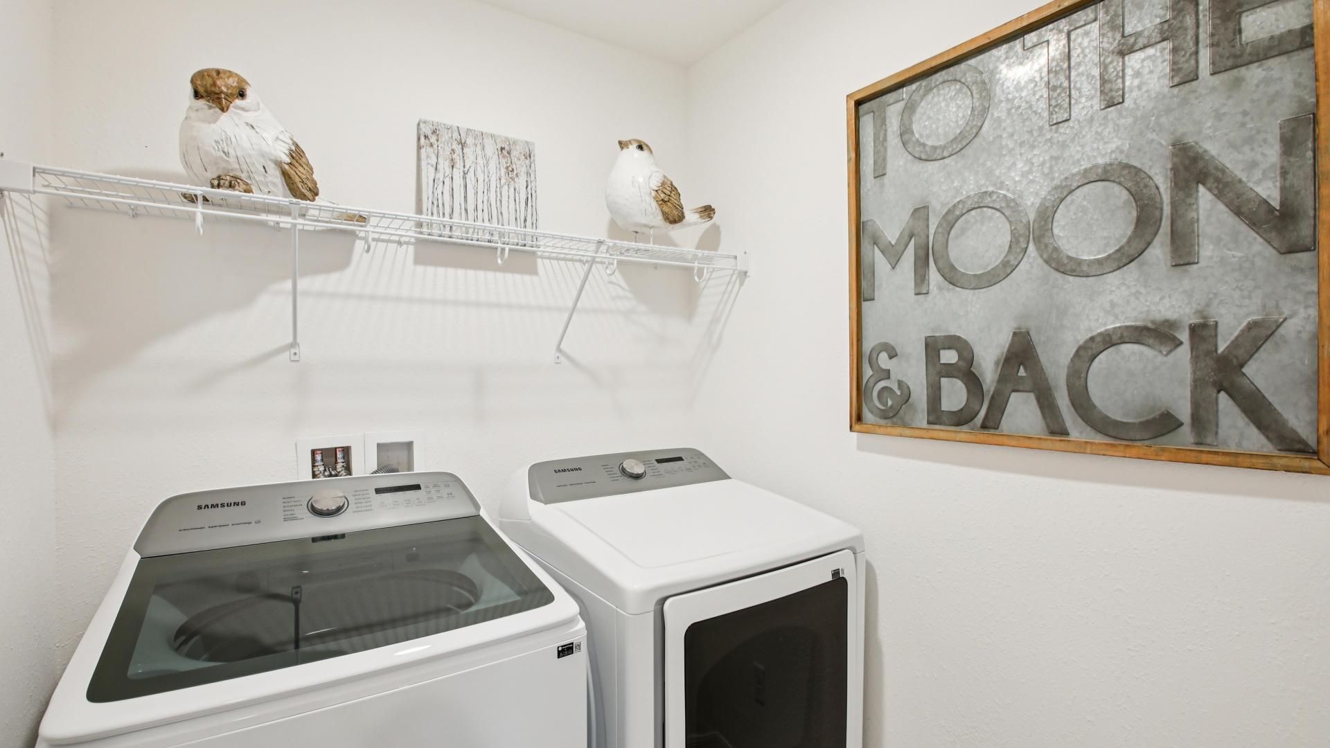 Laundry has never been easier with your very own laundry room included with every floor plan.