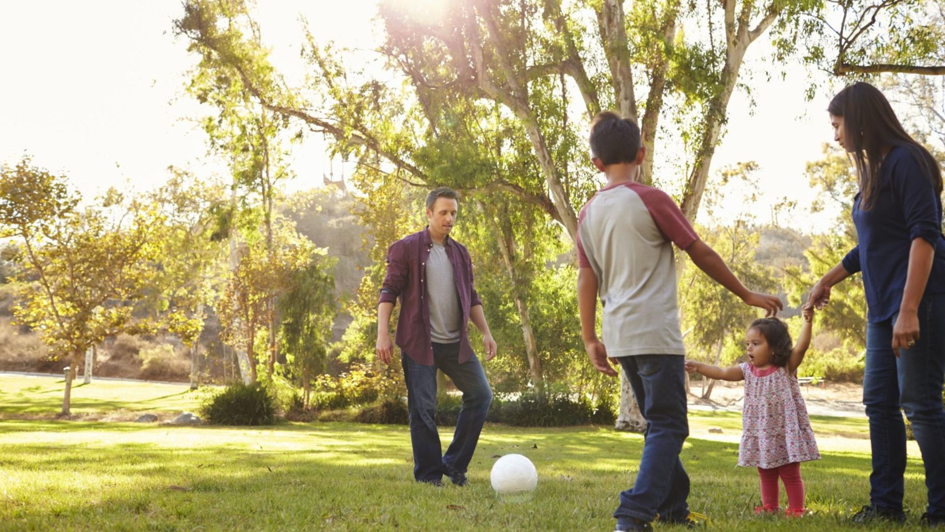 Paved walking trail and open green space – perfect for strolls and soccer practice.