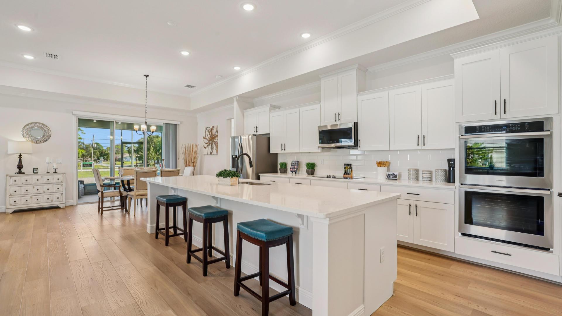 Cook in the kitchen you designed – your picks in cabinets, counters, and floors will wow every guest.