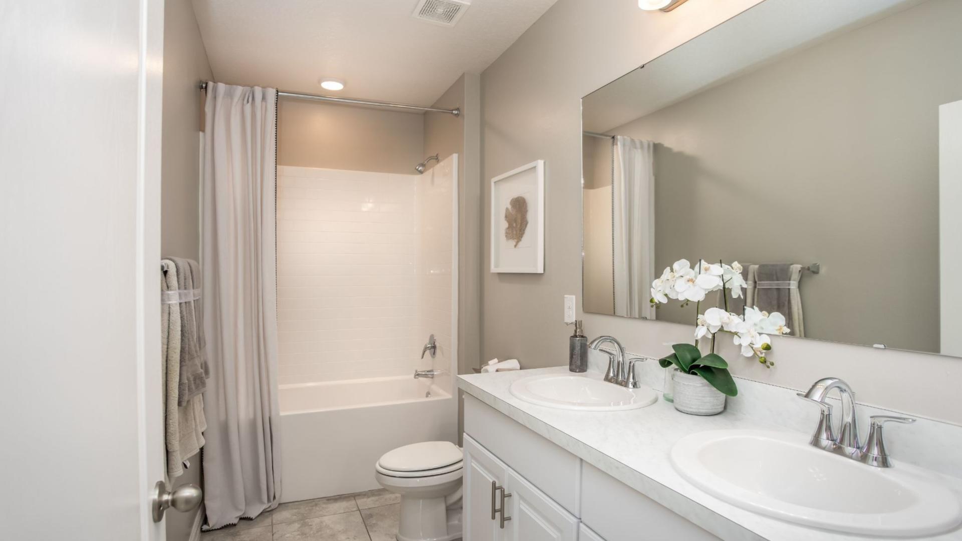 Start and end your day stress-free with enough bathrooms and double vanities.