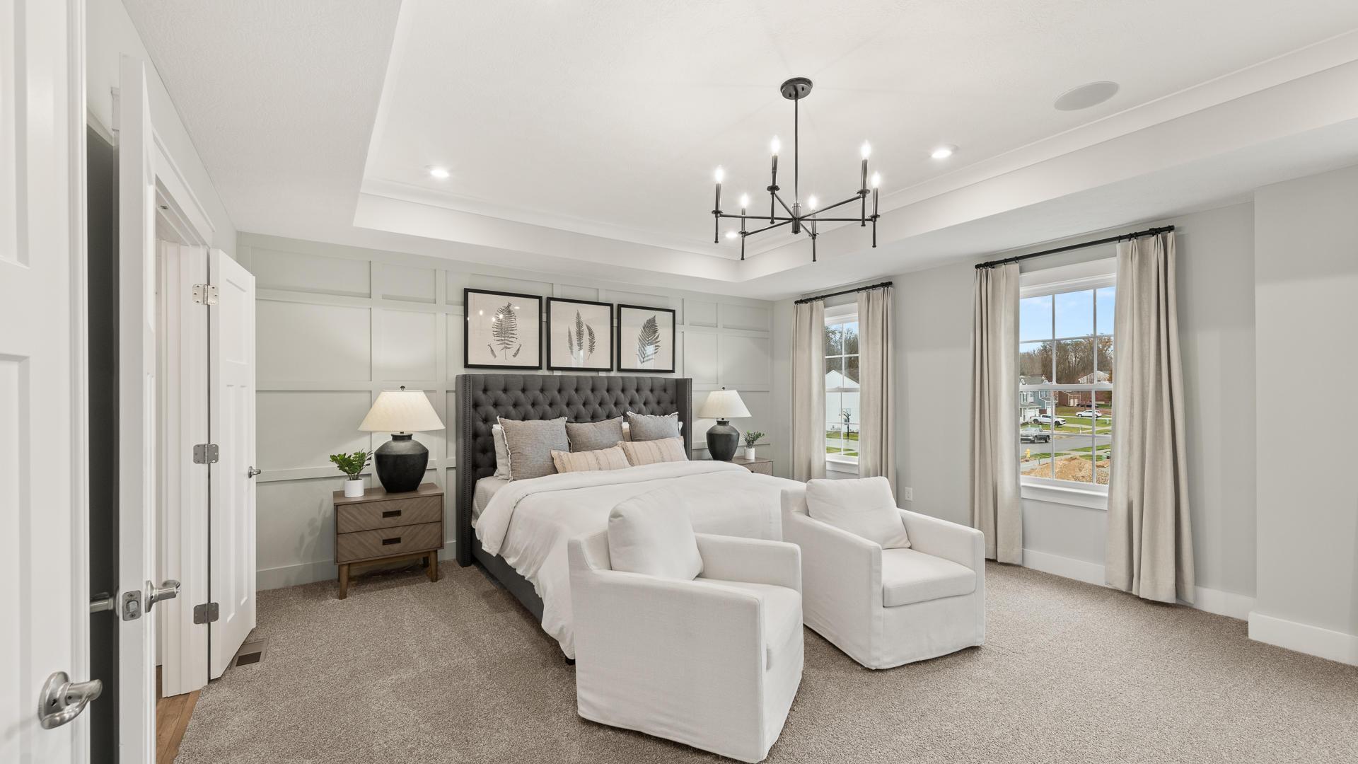 Master bedrooms with walk-in closets and modern bathrooms.