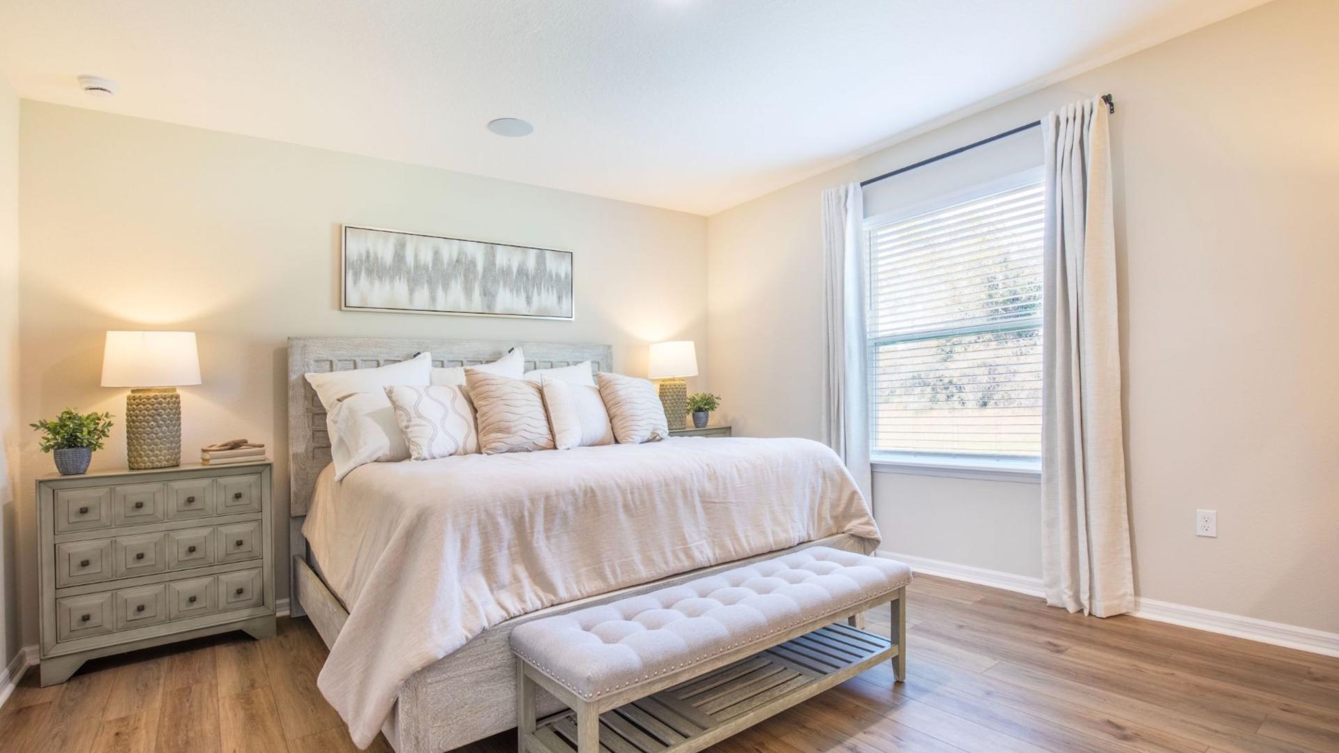 A master bedroom designed for rest, relaxation, and your personal sanctuary.