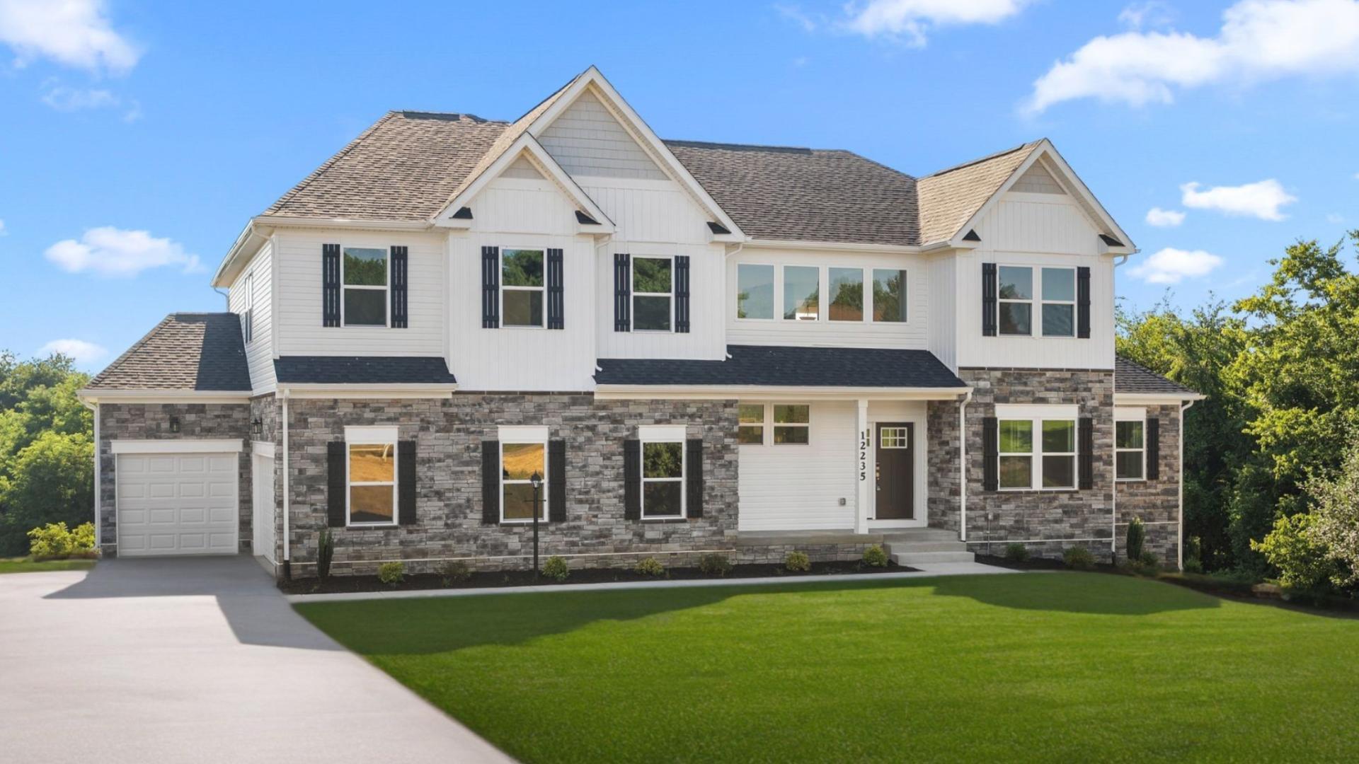 Luxury new homes with ½ acre homesites, wooded backyards, &amp; side entry garage!