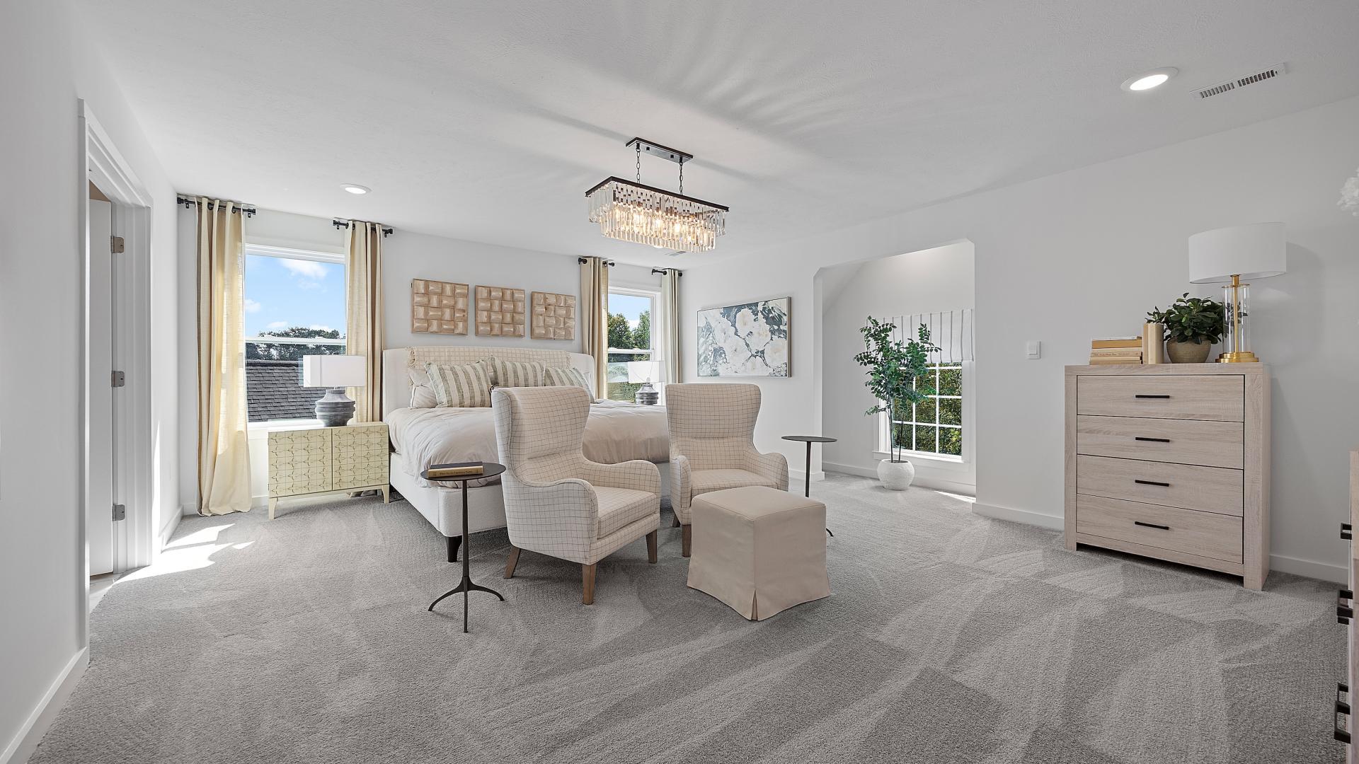 Master bedrooms with walk-in closets and modern bathrooms.
