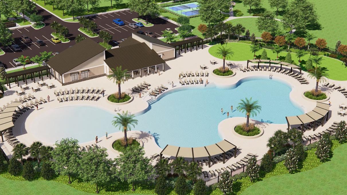 A destination community: pool, clubhouse, trails, dog park, playground, sports courts and fields.