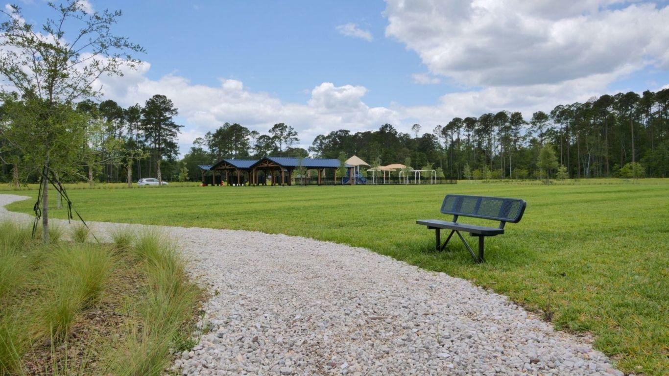 Gather, play, and connect: Playground, pavilions, benches, and recreational green spaces.