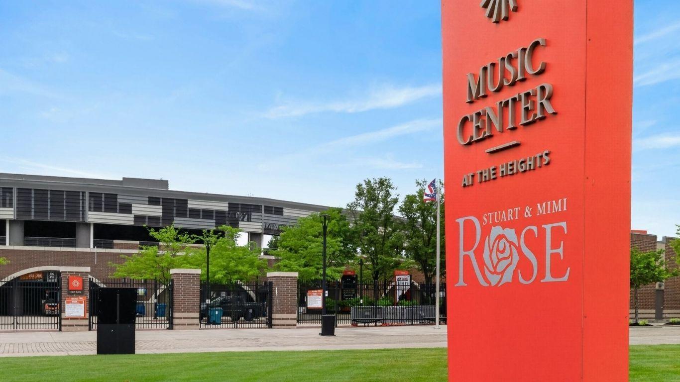 Covered, open-air vibes at Rose Music Center at The Heights—the ultimate summer concert spot.