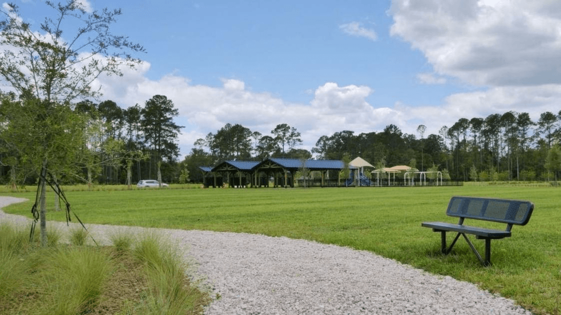 Gather, play, and connect: Playground, pavilions, benches, &amp; recreational green space.