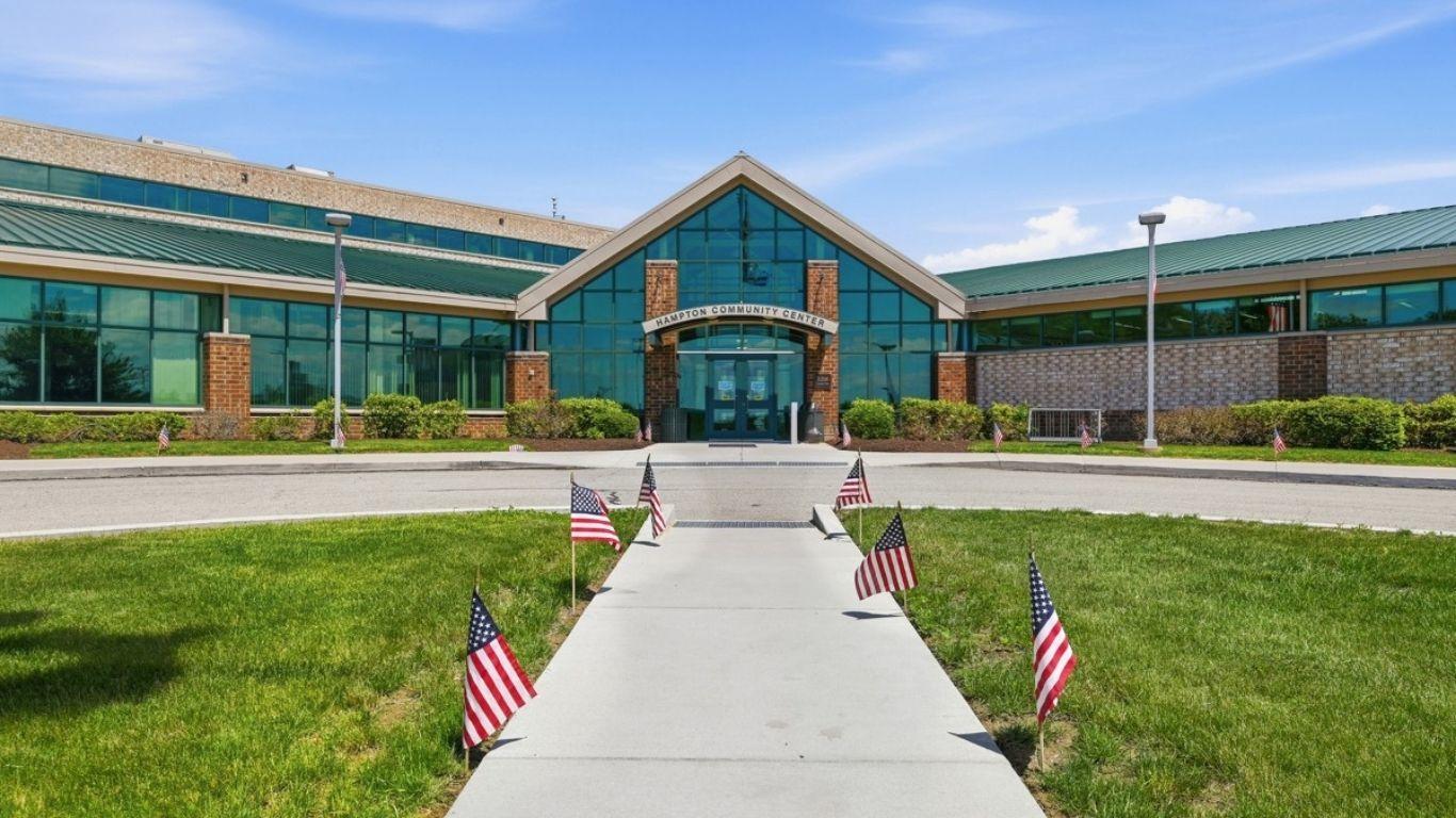 Indoor track, pool, and fitness center at Hampton Community Center - your walk happens rain, shine or in January!