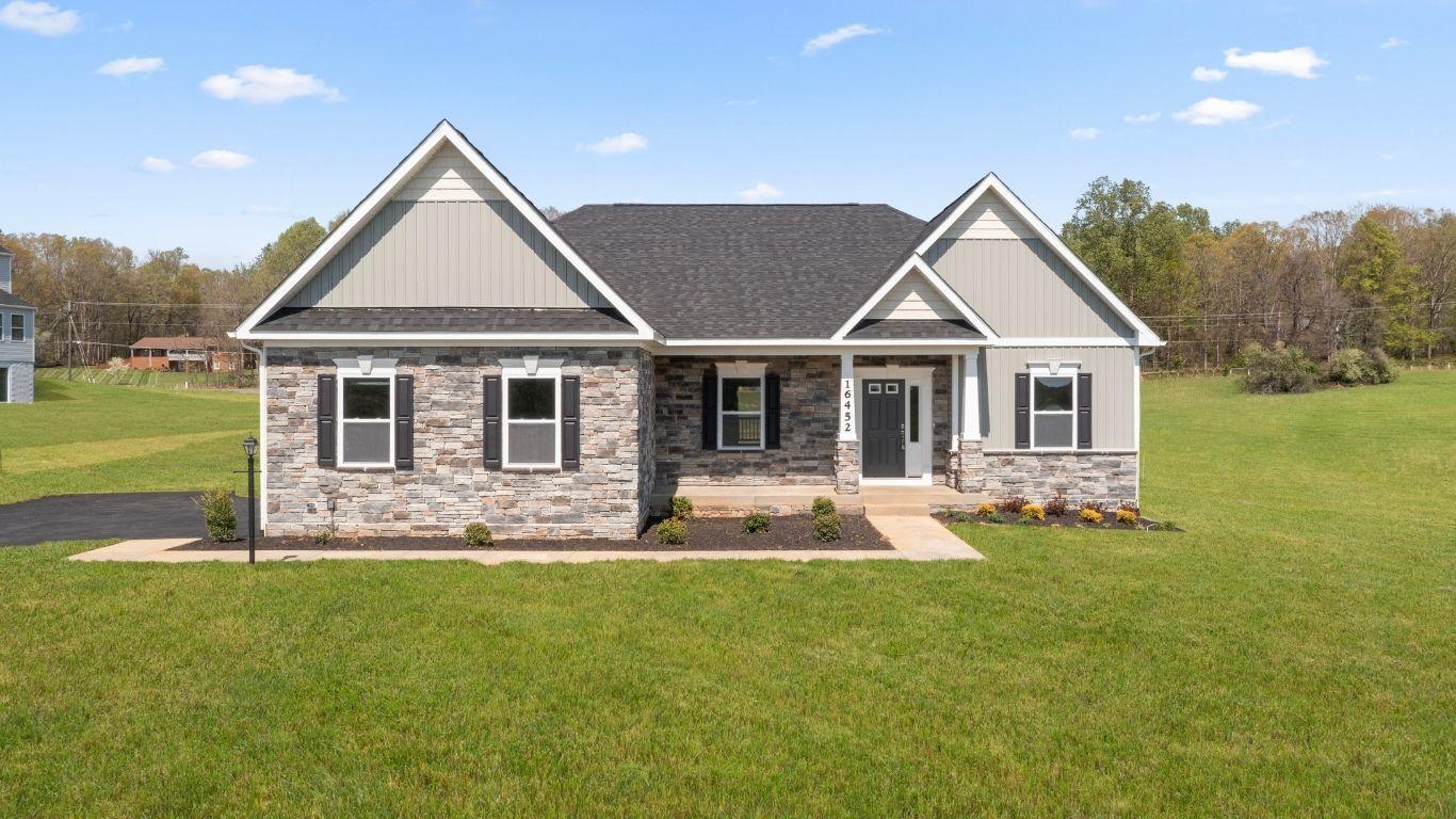 Single-level home designs with covered rear patio and flex space are available!