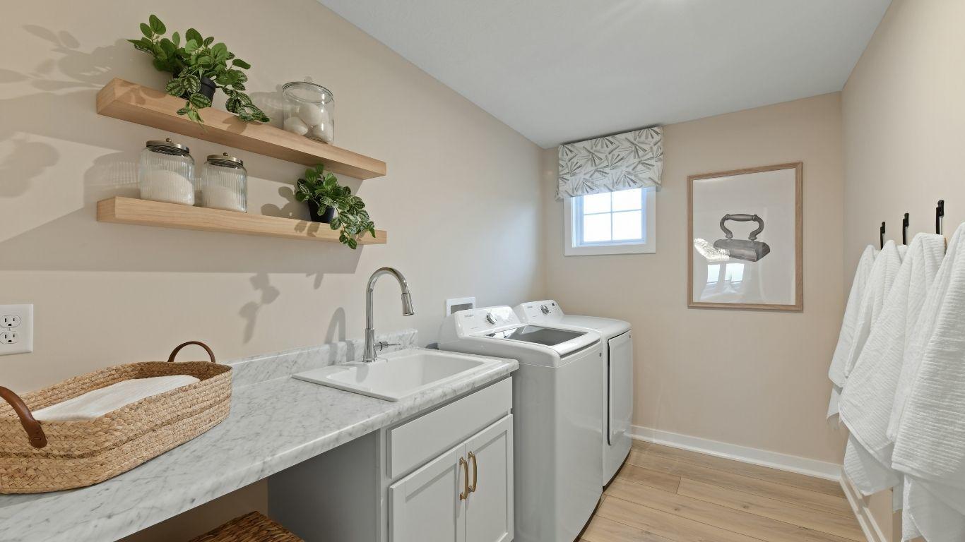 With second floor laundry, there’s no more carrying heavy baskets up and down the stairs.