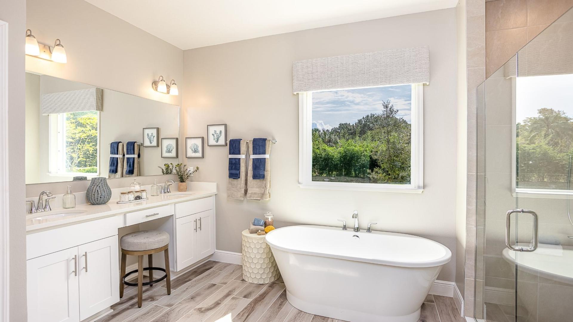 Personalize your retreat with a soaking tub, frameless shower, dual vanities, and more!