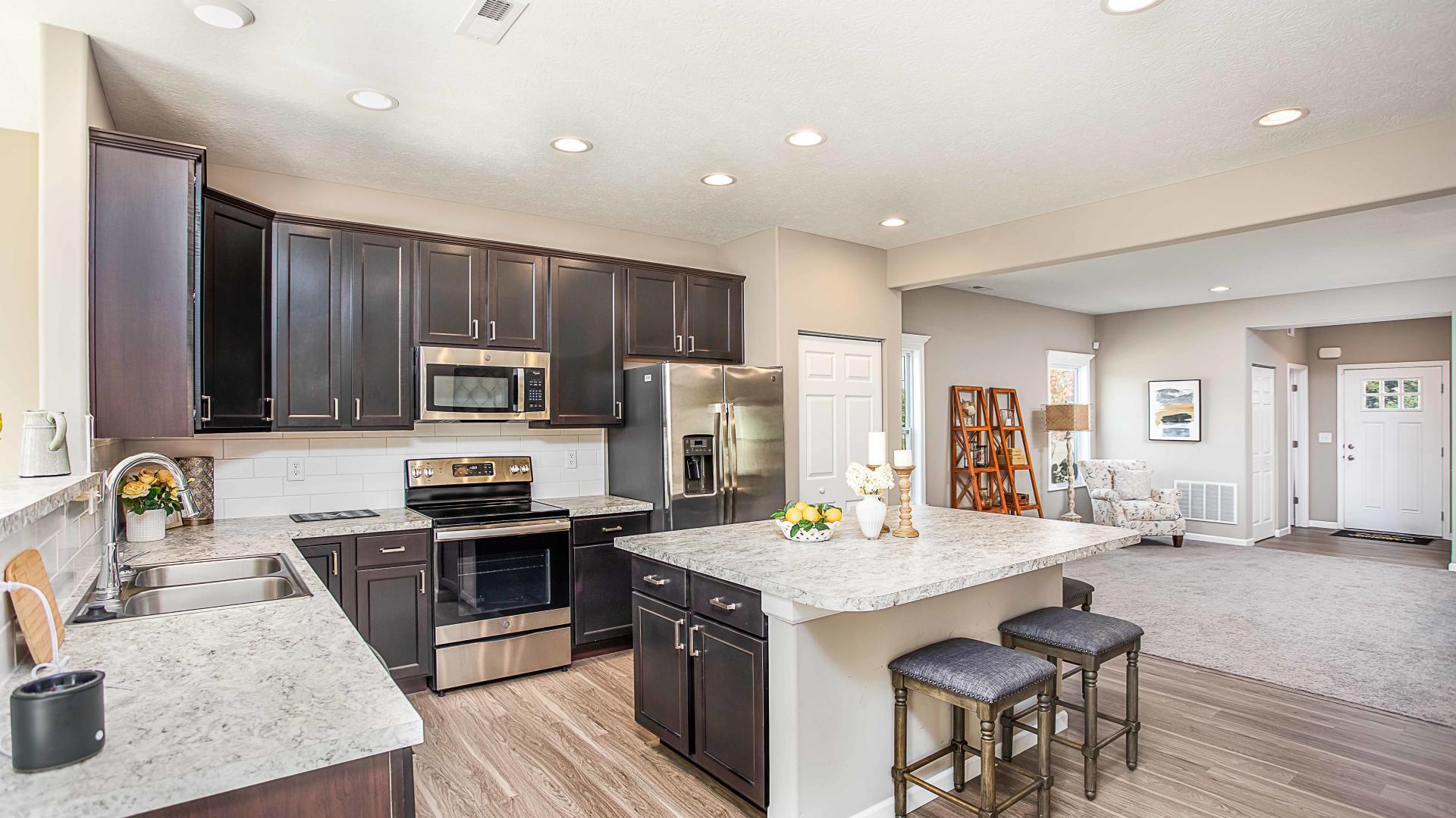 Homes feature an open-concept floor plan and up to 9-foot ceilings on the first floor.