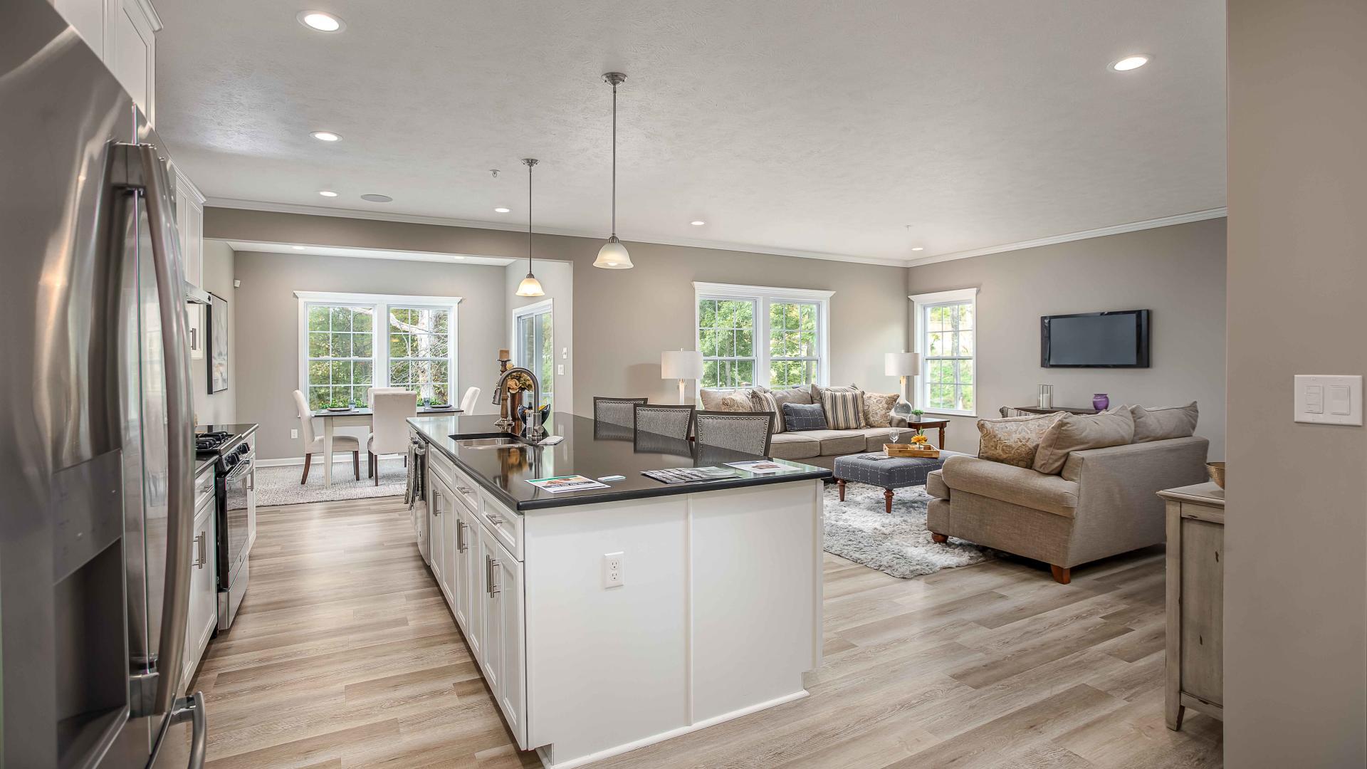 Your new kitchen has it all - Granite countertops, LVP flooring, and stainless steel appliances.