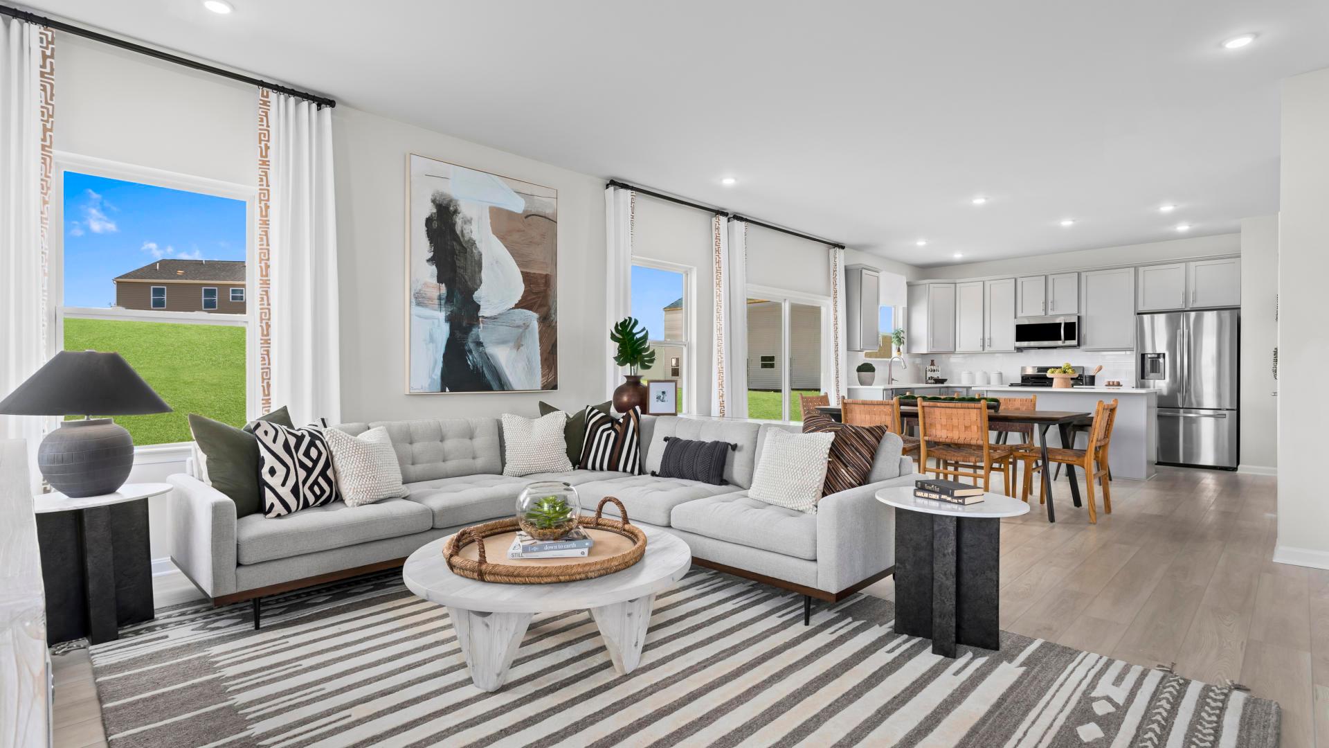 Open-concept floor plans and 9' ceilings on the first floor.