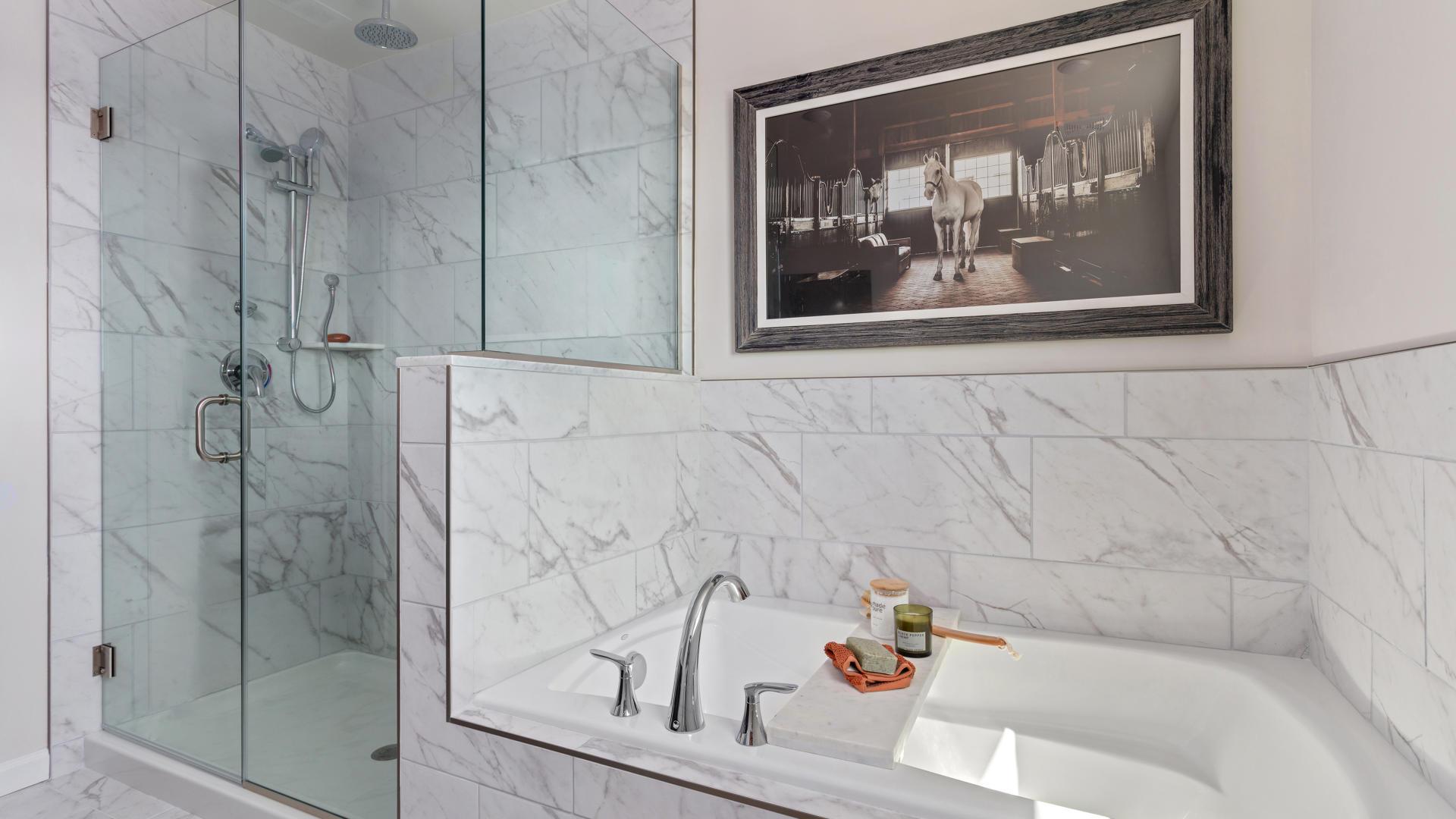Luxurious master baths with frameless walk-in showers and plenty of storage space for your everyday essentials.