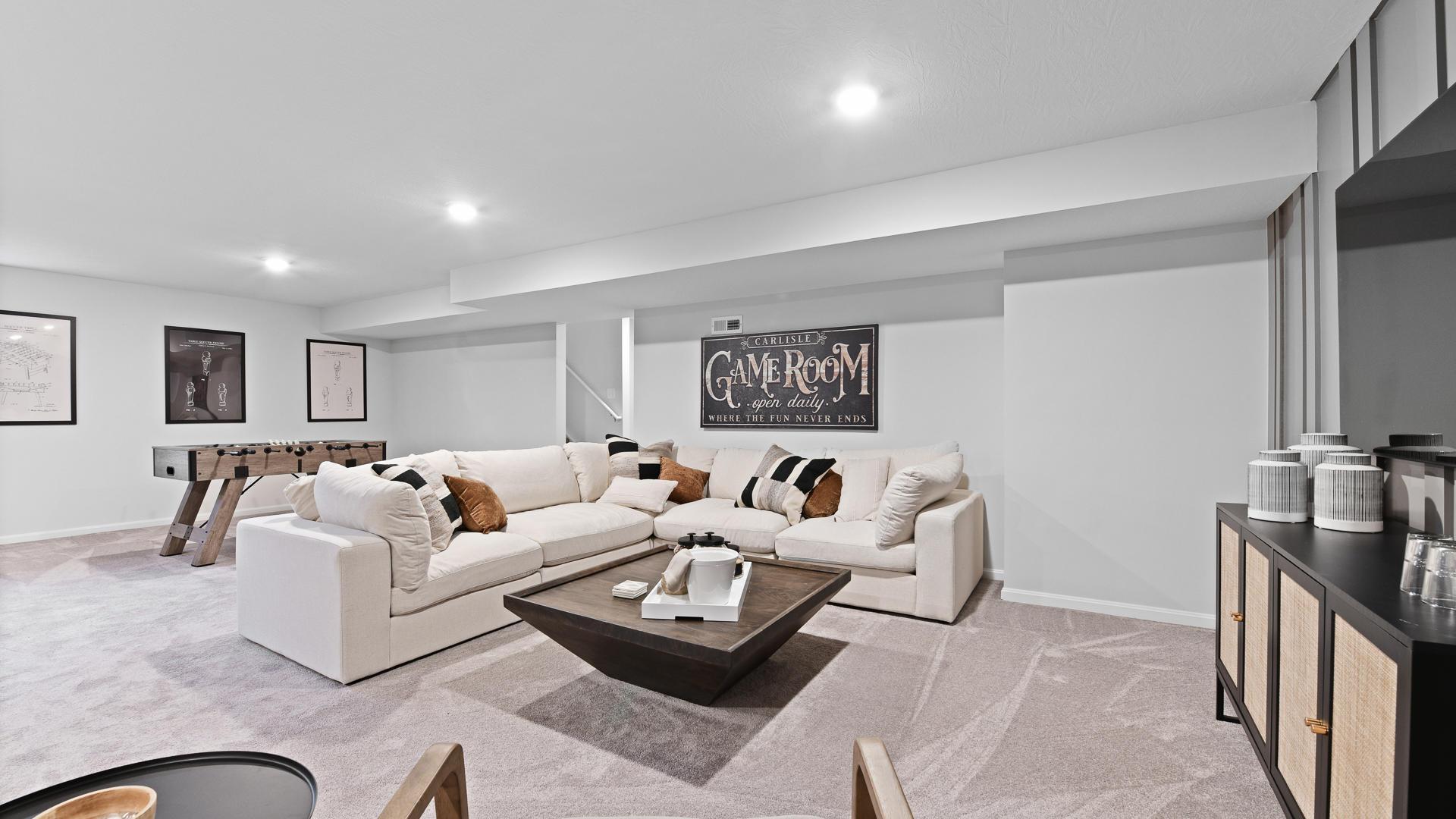 Finish the basement for a media room, billiards table or a space for overnight guest.