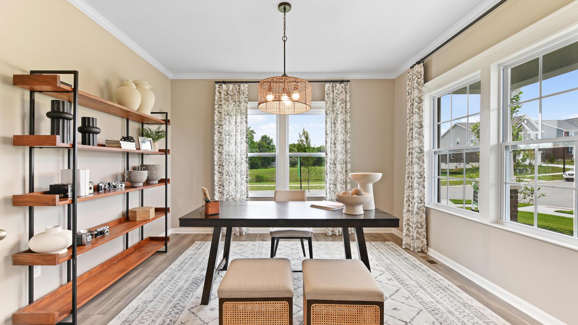 Turn flex spaces into an at home office or study.