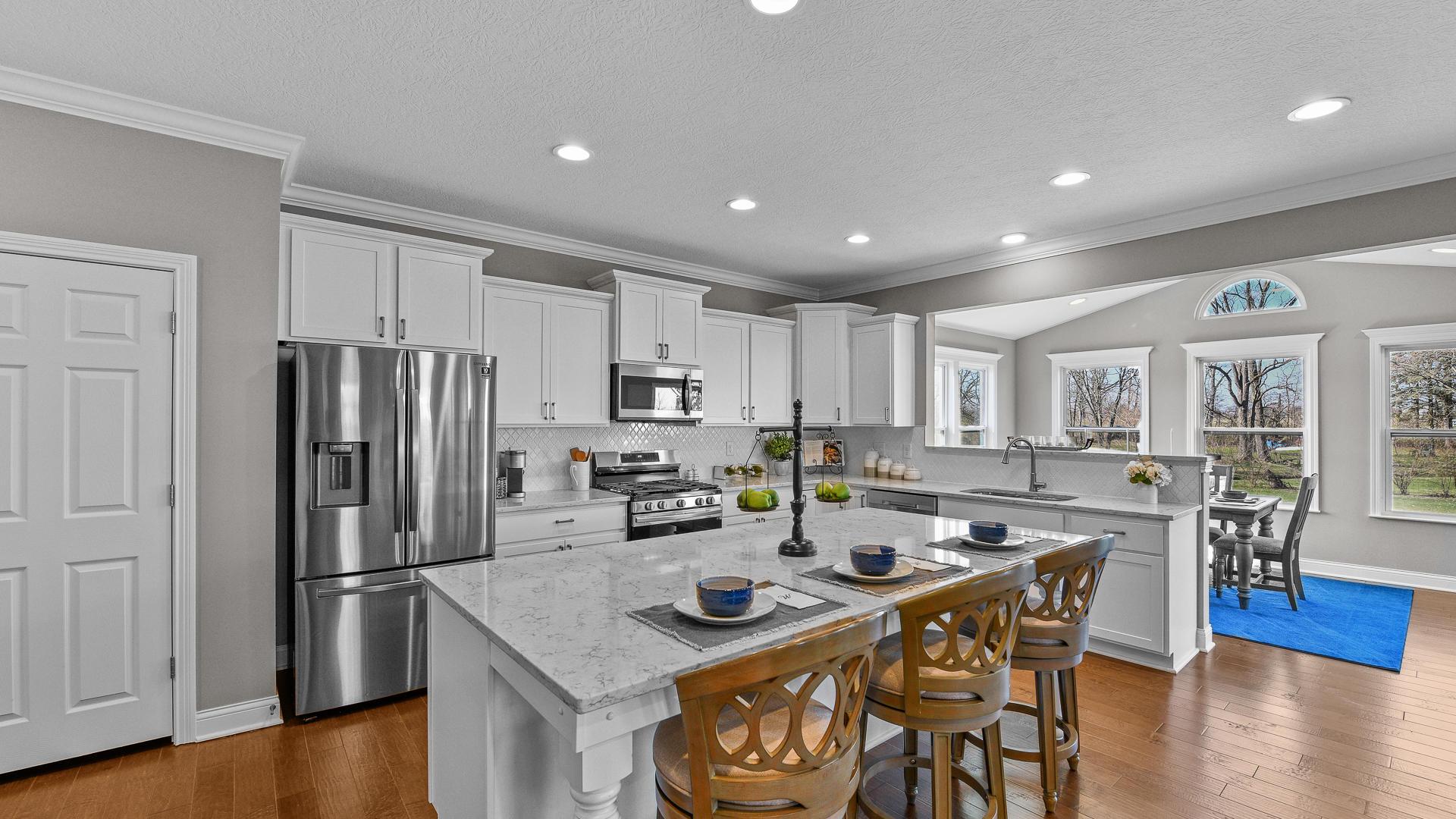 Spacious and beautiful kitchen islands available for homework space, meal prep, and dinner time!