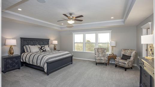 Master bedrooms with walk-in closets and modern bathrooms.